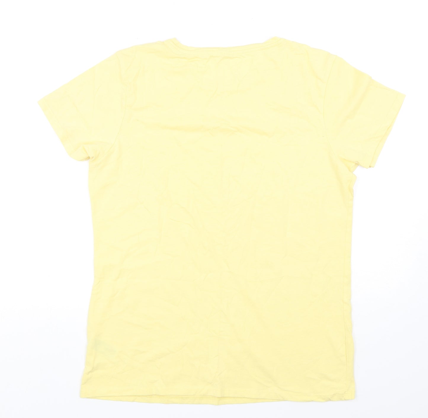 Primark Womens Yellow  Cotton Basic T-Shirt Size 14 Round Neck