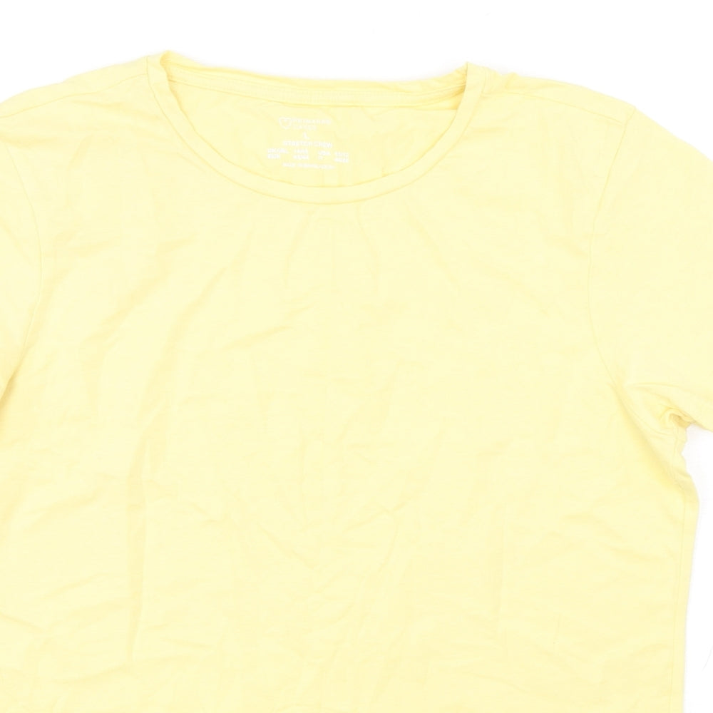Primark Womens Yellow  Cotton Basic T-Shirt Size 14 Round Neck