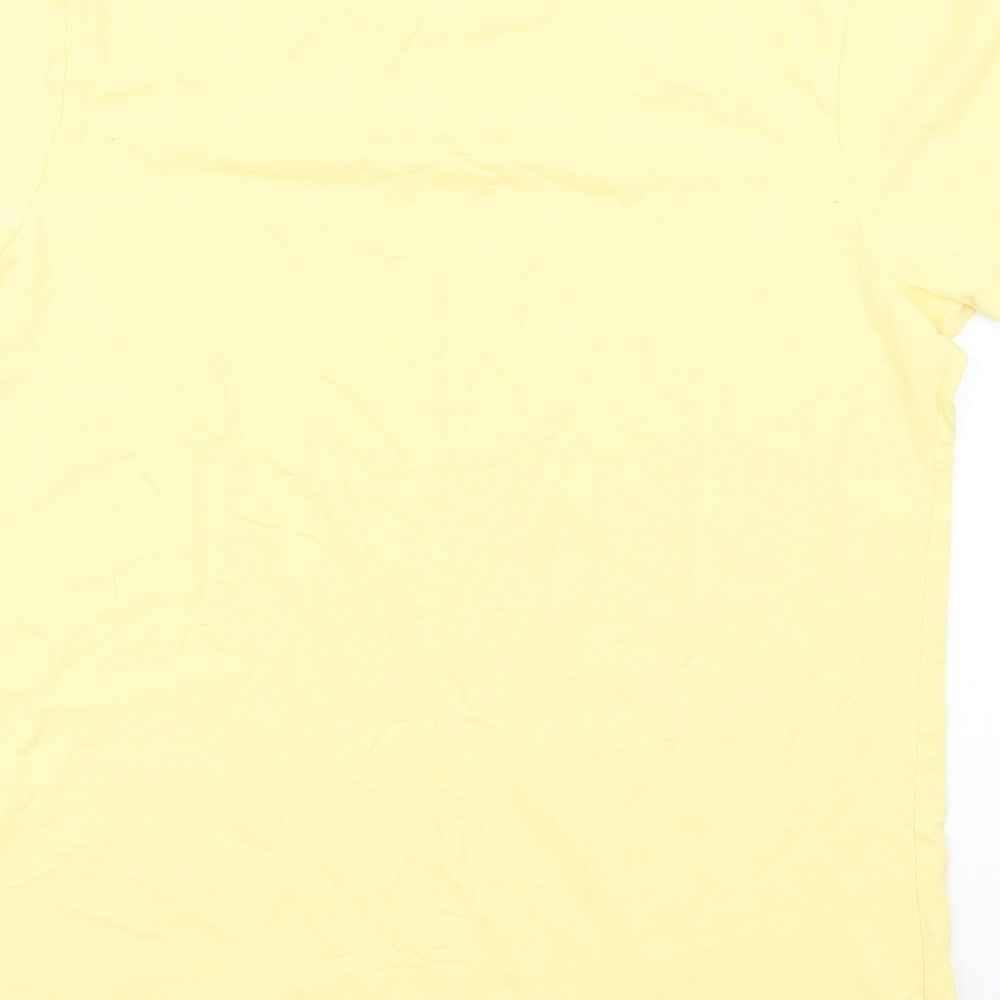 Primark Womens Yellow  Cotton Basic T-Shirt Size 14 Round Neck
