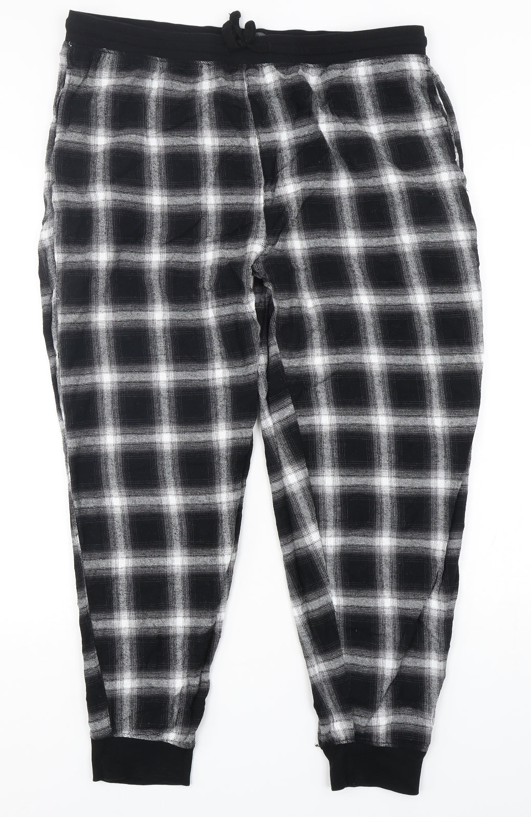 Primark Mens Black Check Cotton  Pyjama Pants Size XL