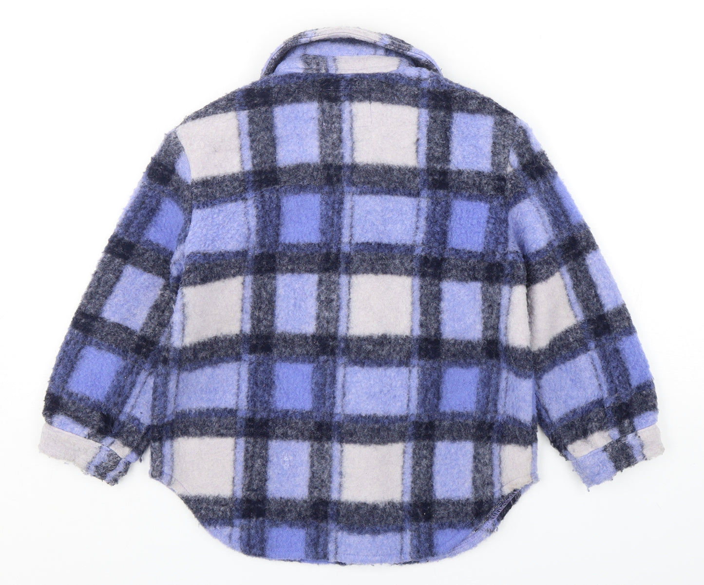 Primark Boys Blue Check  Shirt Jacket Coatigan Size 7-8 Years  Button