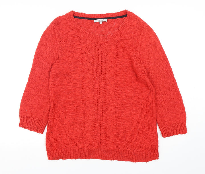 Per Una Womens Red Round Neck Cotton Pullover Jumper Size 12