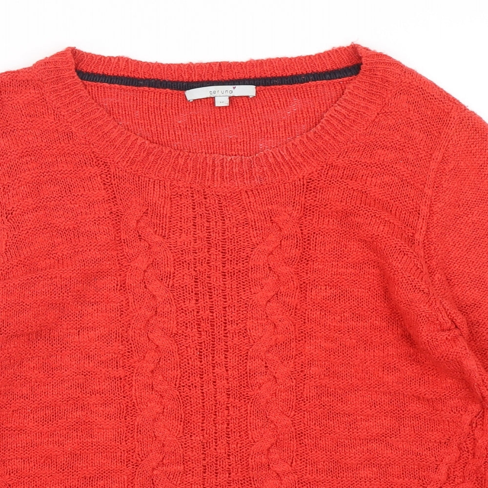 Per Una  Womens Red Round Neck  Cotton Pullover Jumper Size 12