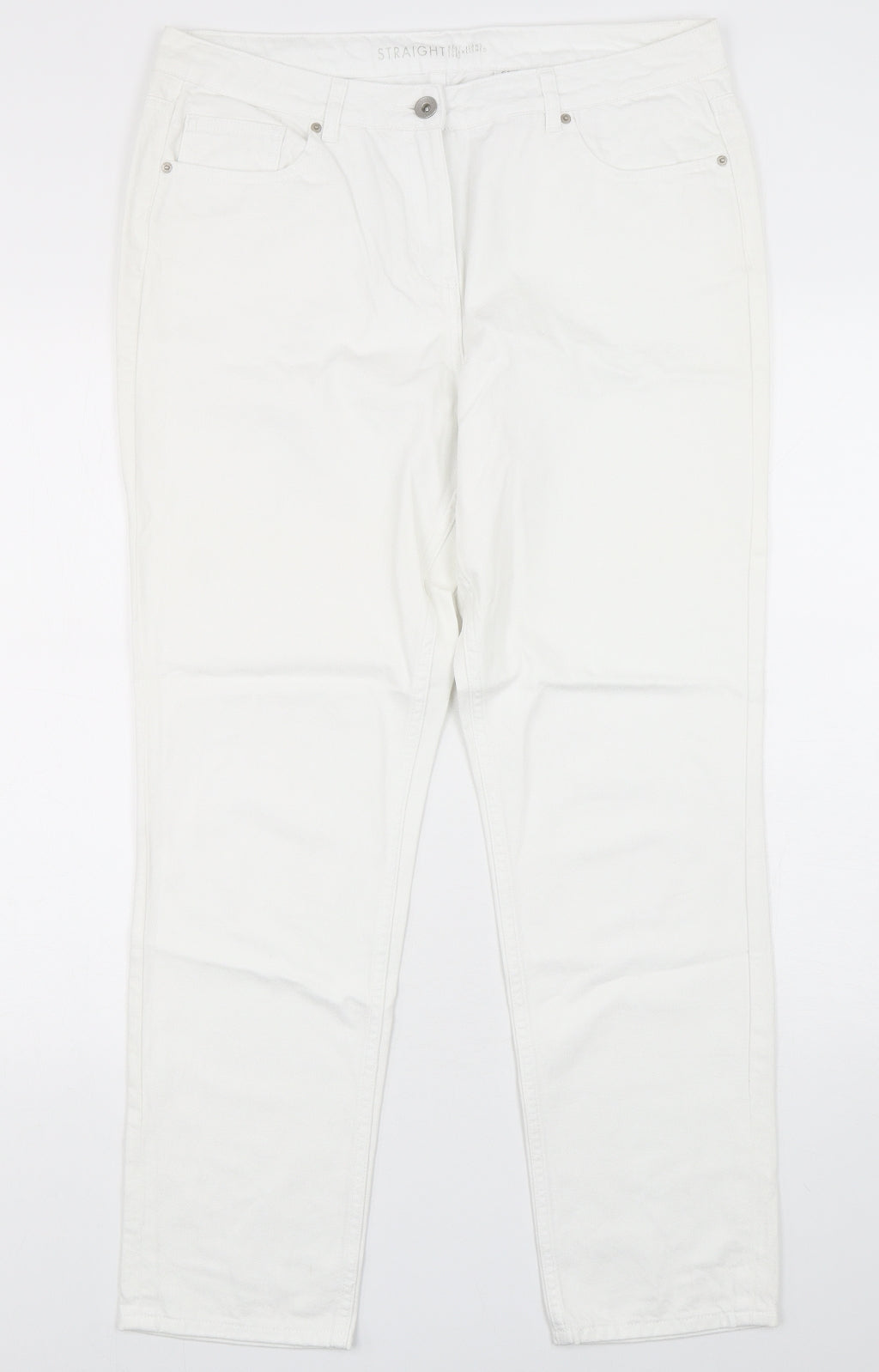 NEXT Womens White  Cotton Straight Jeans Size 14 L30 in Regular