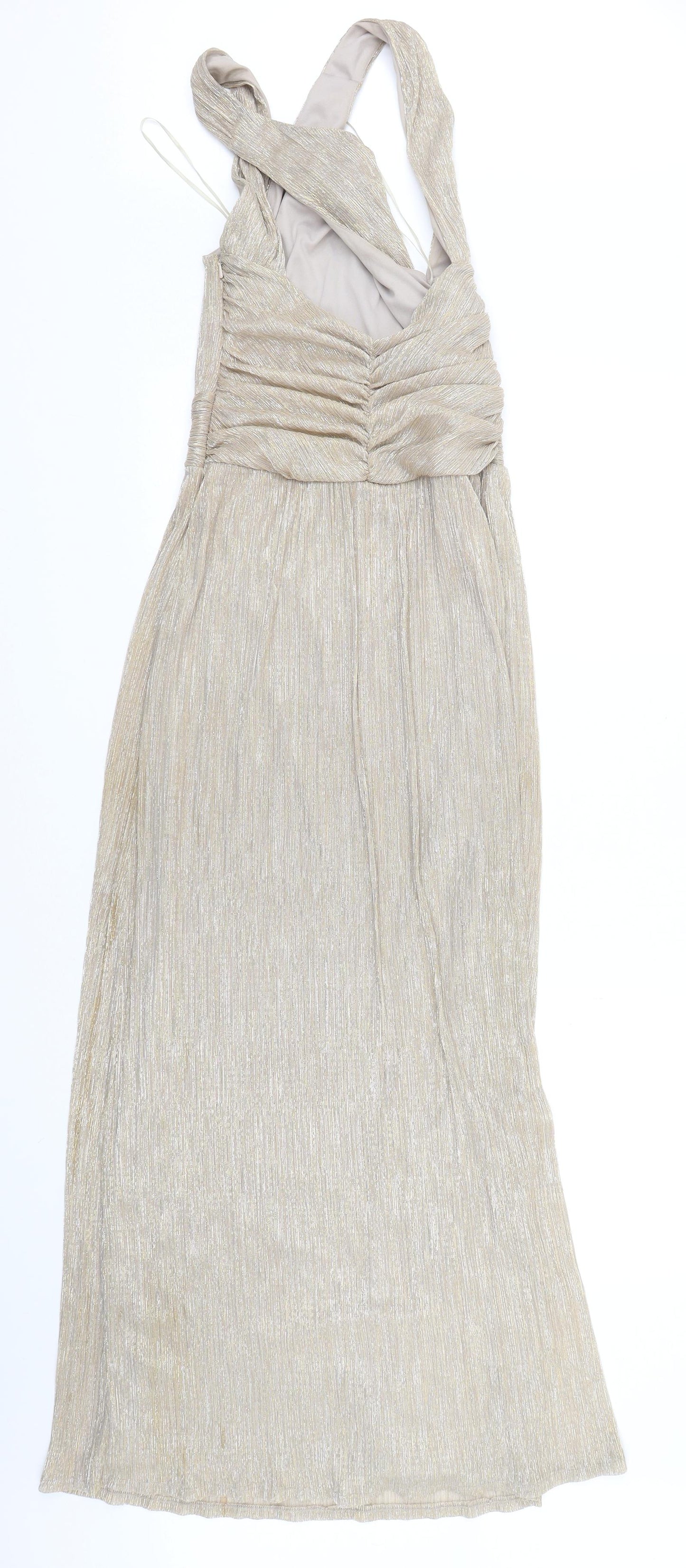 Miss Selfridge Womens Gold  Polyester Ball Gown  Size 10  V-Neck