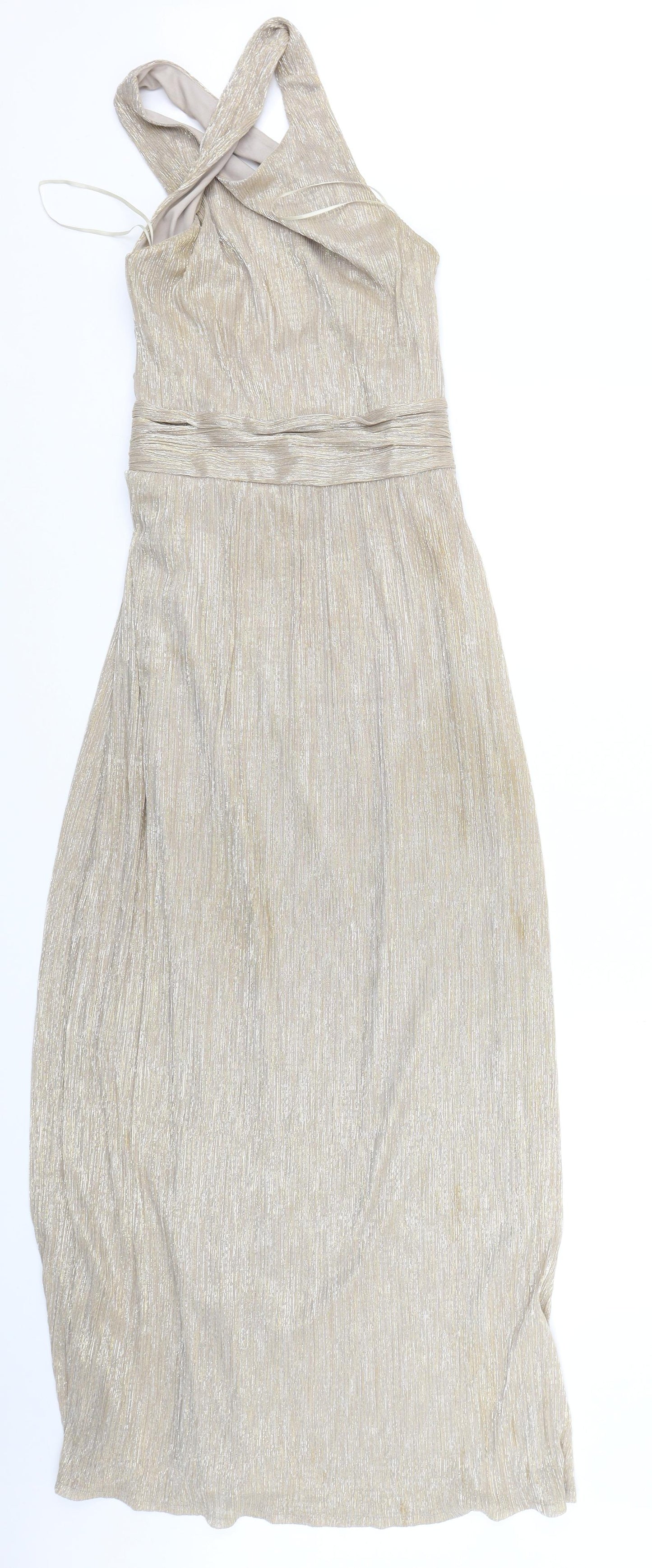 Miss Selfridge Womens Gold  Polyester Ball Gown  Size 10  V-Neck