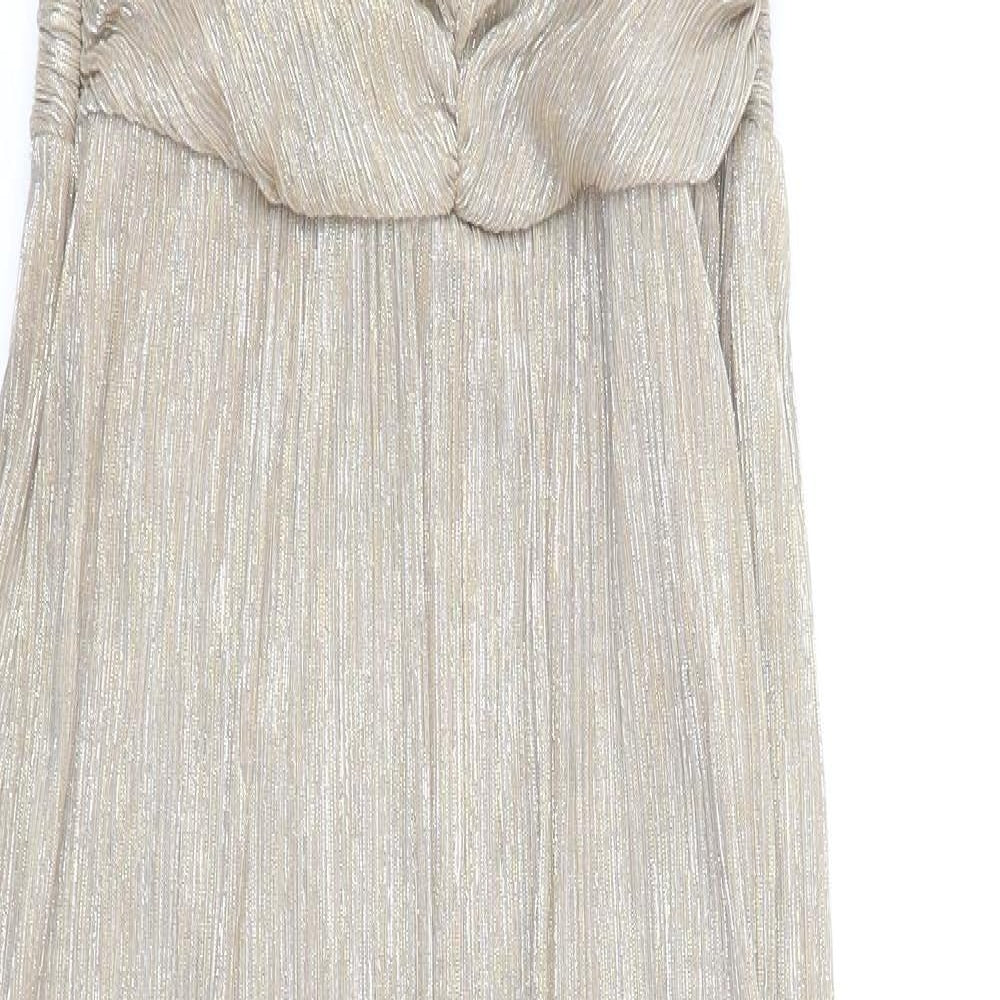 Miss Selfridge Womens Gold  Polyester Ball Gown  Size 10  V-Neck
