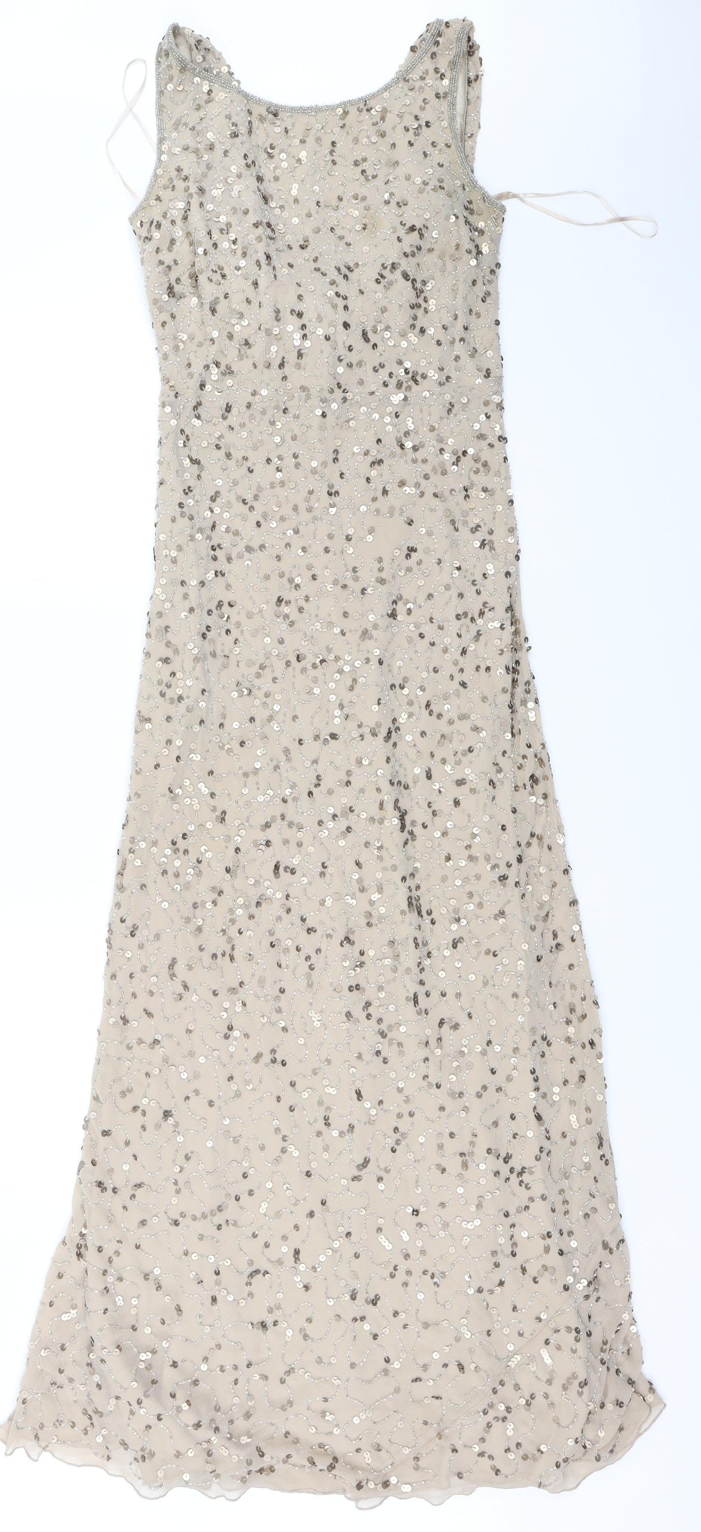 Debut Womens Beige  Polyester Ball Gown  Size 10  Round Neck