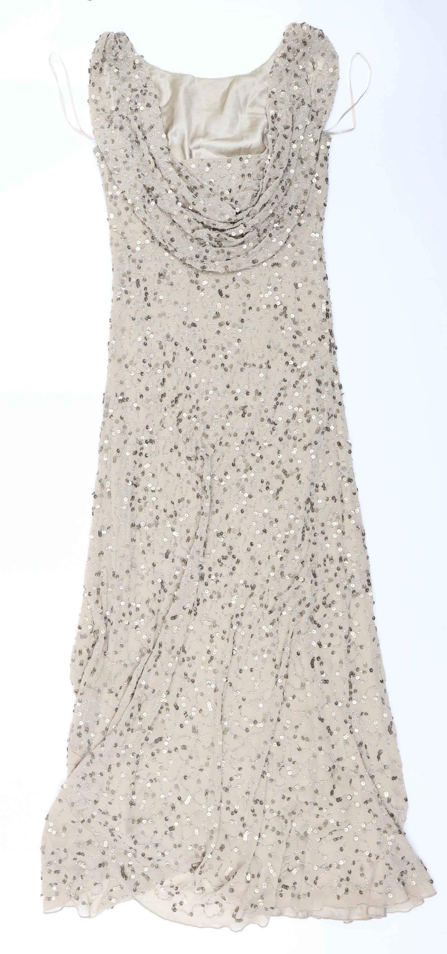 Debut Womens Beige  Polyester Ball Gown  Size 10  Round Neck