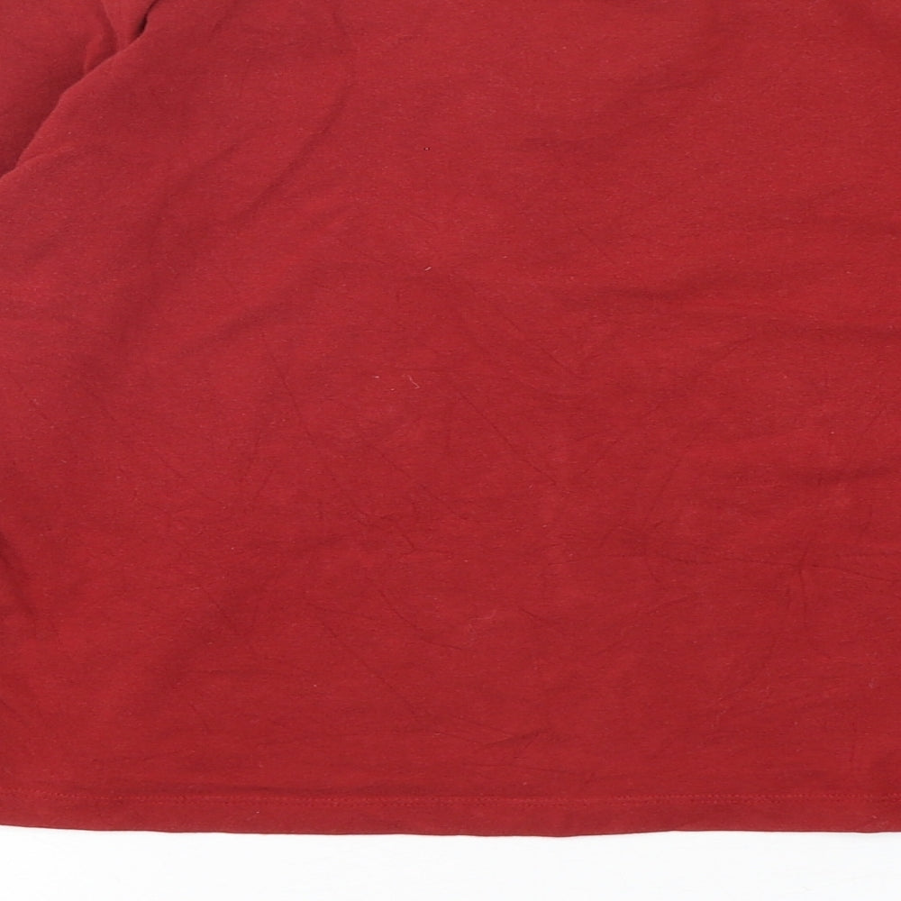 Per Una  Womens Red  Cotton Basic T-Shirt Size 12 Round Neck
