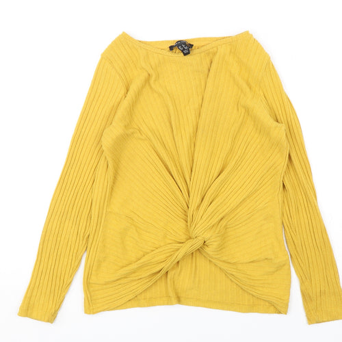 New Look Womens Yellow Round Neck  Viscose Pullover Jumper Size 8