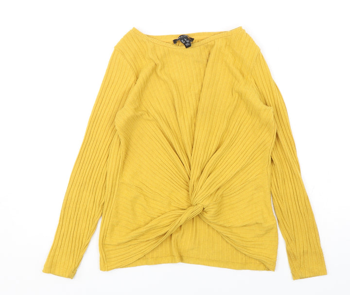 New Look Womens Yellow Round Neck Viscose Pullover Jumper Size 8