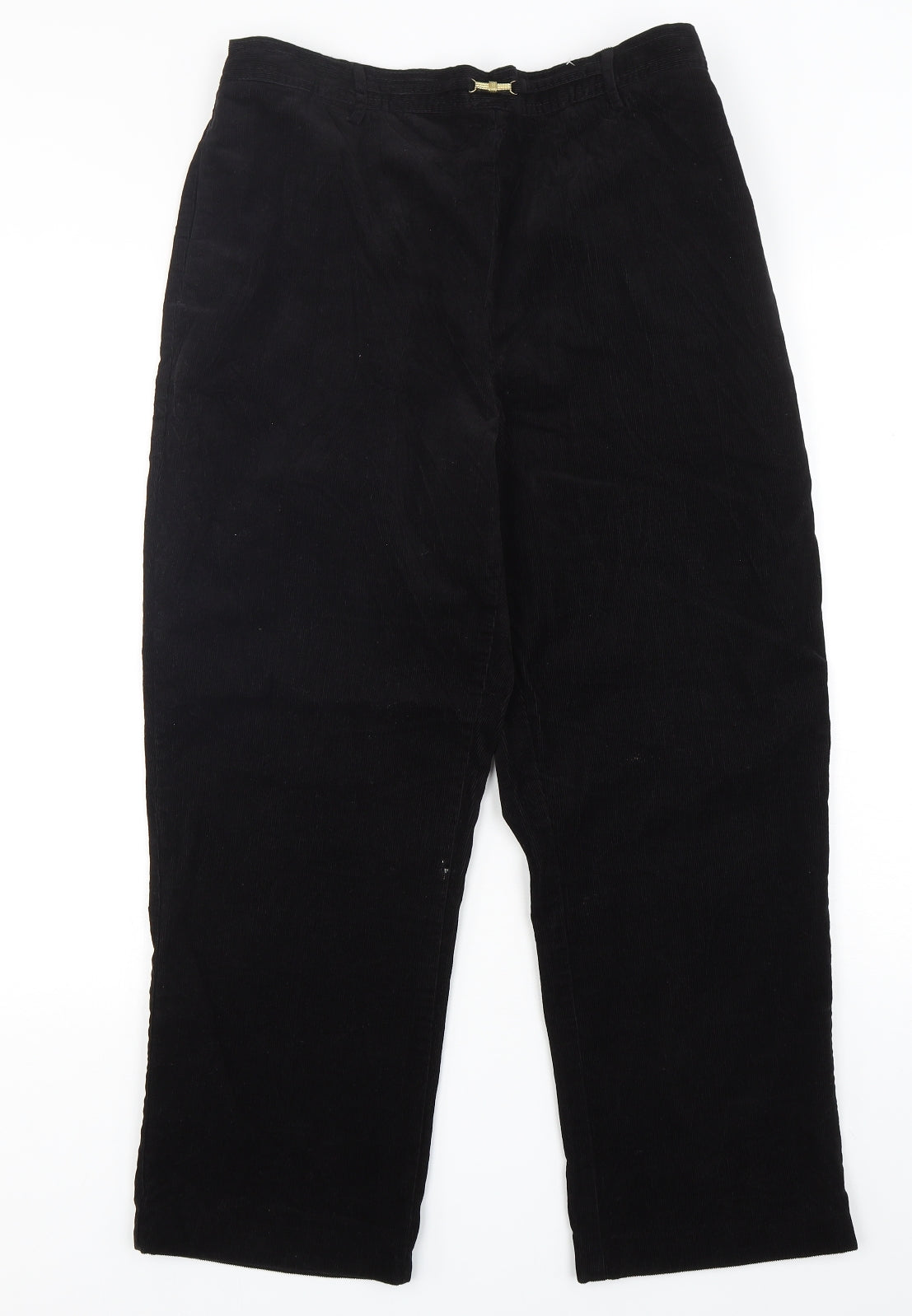 Marks and Spencer Womens Black  Cotton Chino Trousers Size 18 L27 in Regular