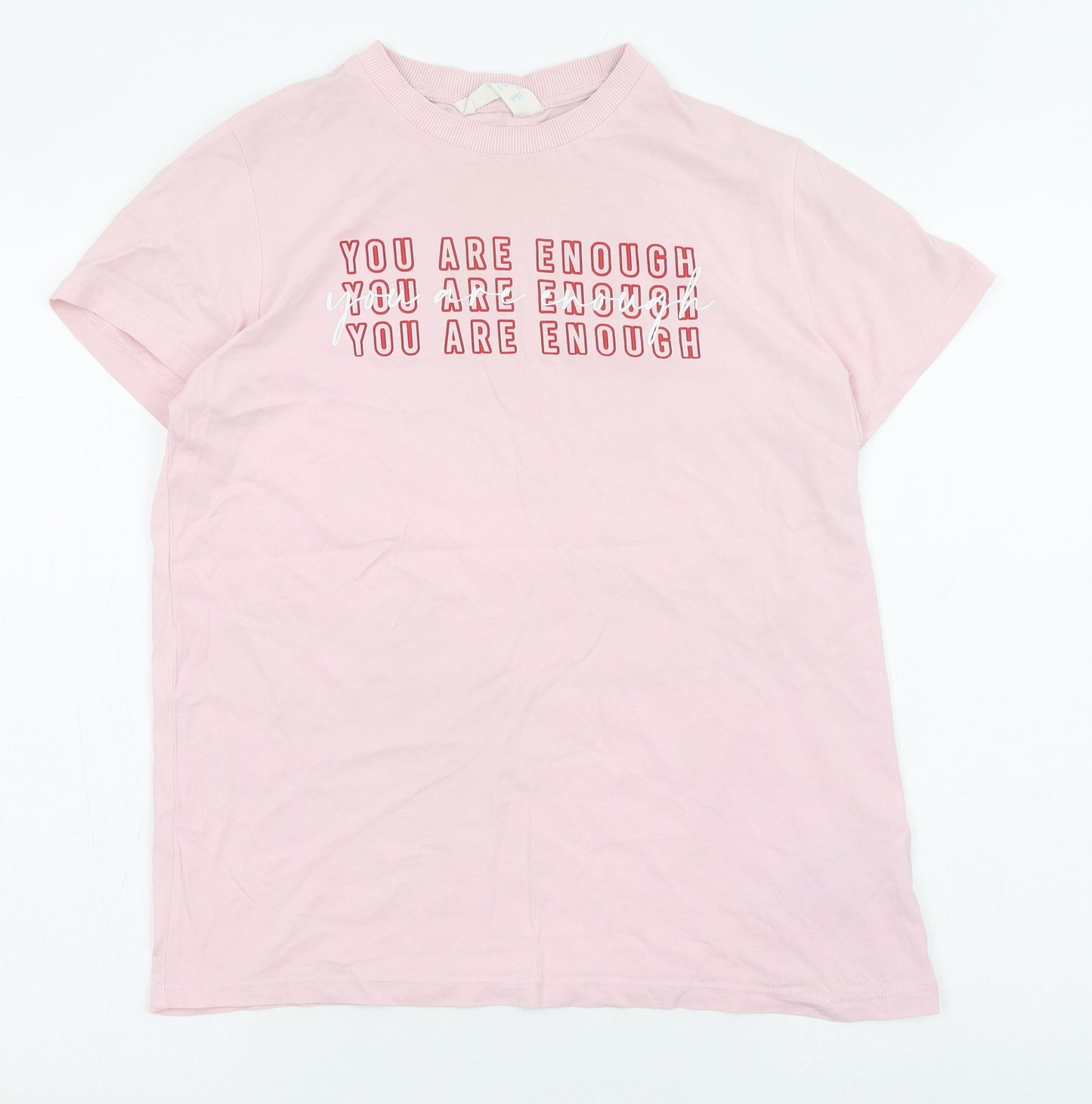 Primark Womens Pink  100% Cotton Basic T-Shirt Size 10 Round Neck