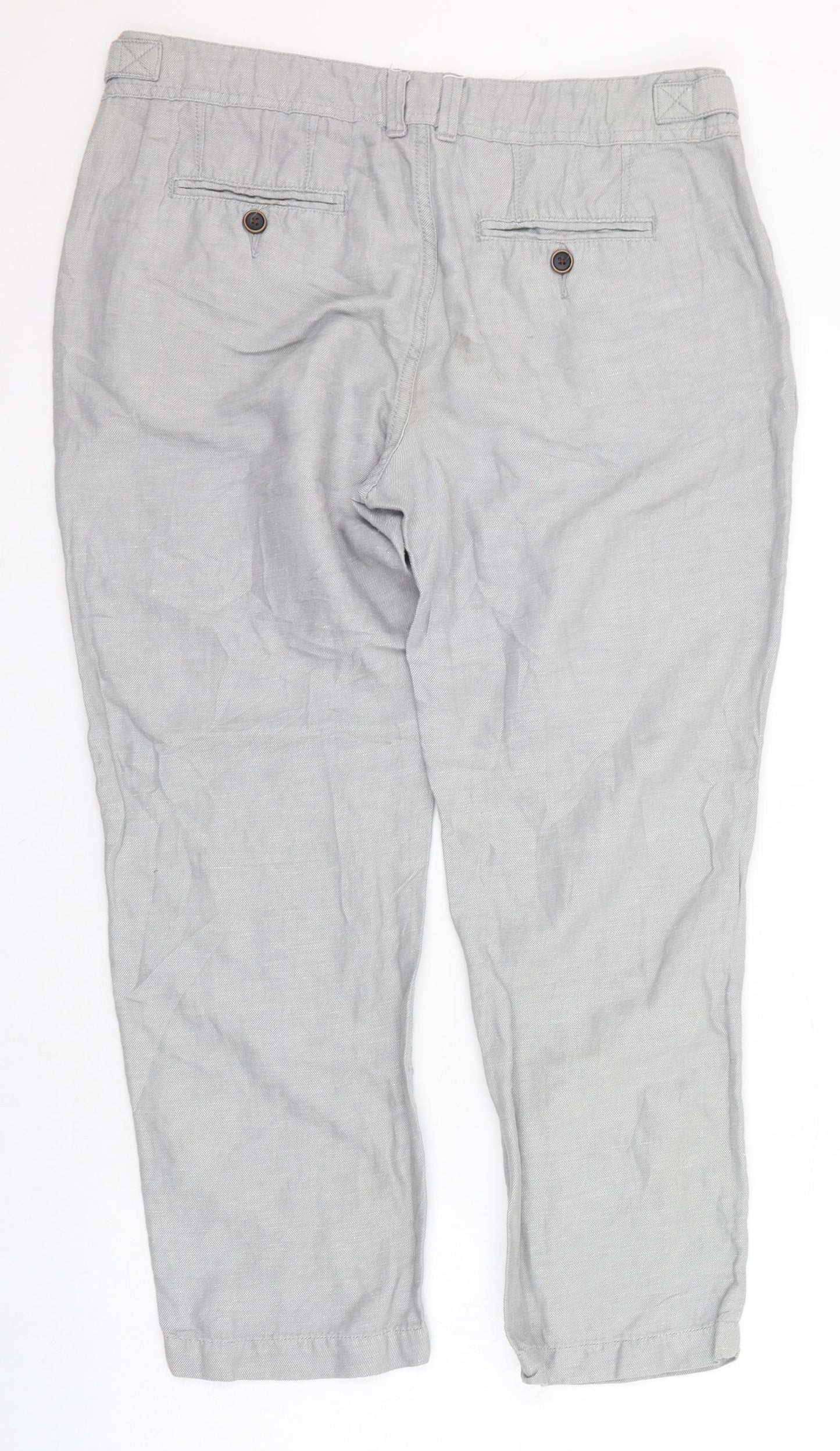 White Stuff Womens Grey  Linen Carrot Trousers Size 12 L26 in Regular Zip