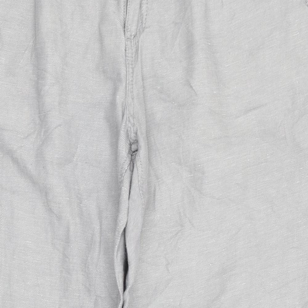 White Stuff Womens Grey  Linen Carrot Trousers Size 12 L26 in Regular Zip