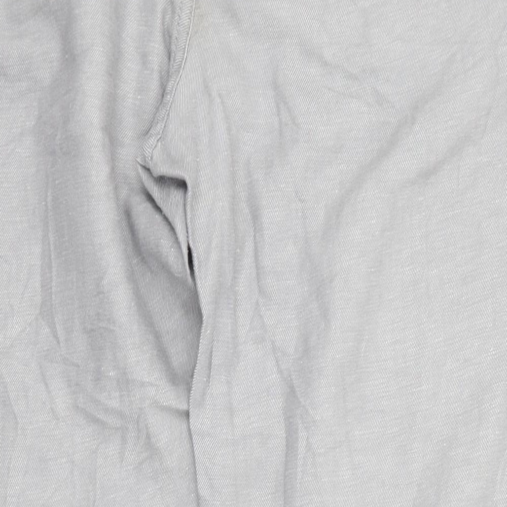 White Stuff Womens Grey  Linen Carrot Trousers Size 12 L26 in Regular Zip