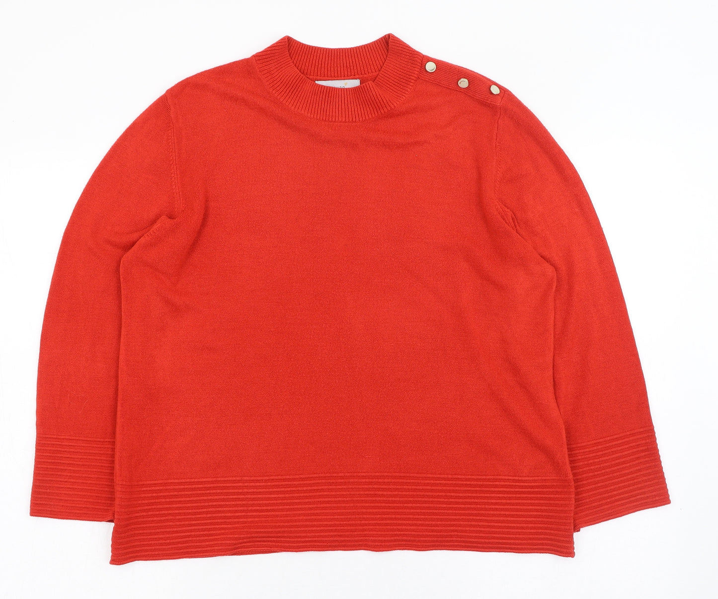 Marks and Spencer Womens Red Round Neck  Acrylic Pullover Jumper Size 16