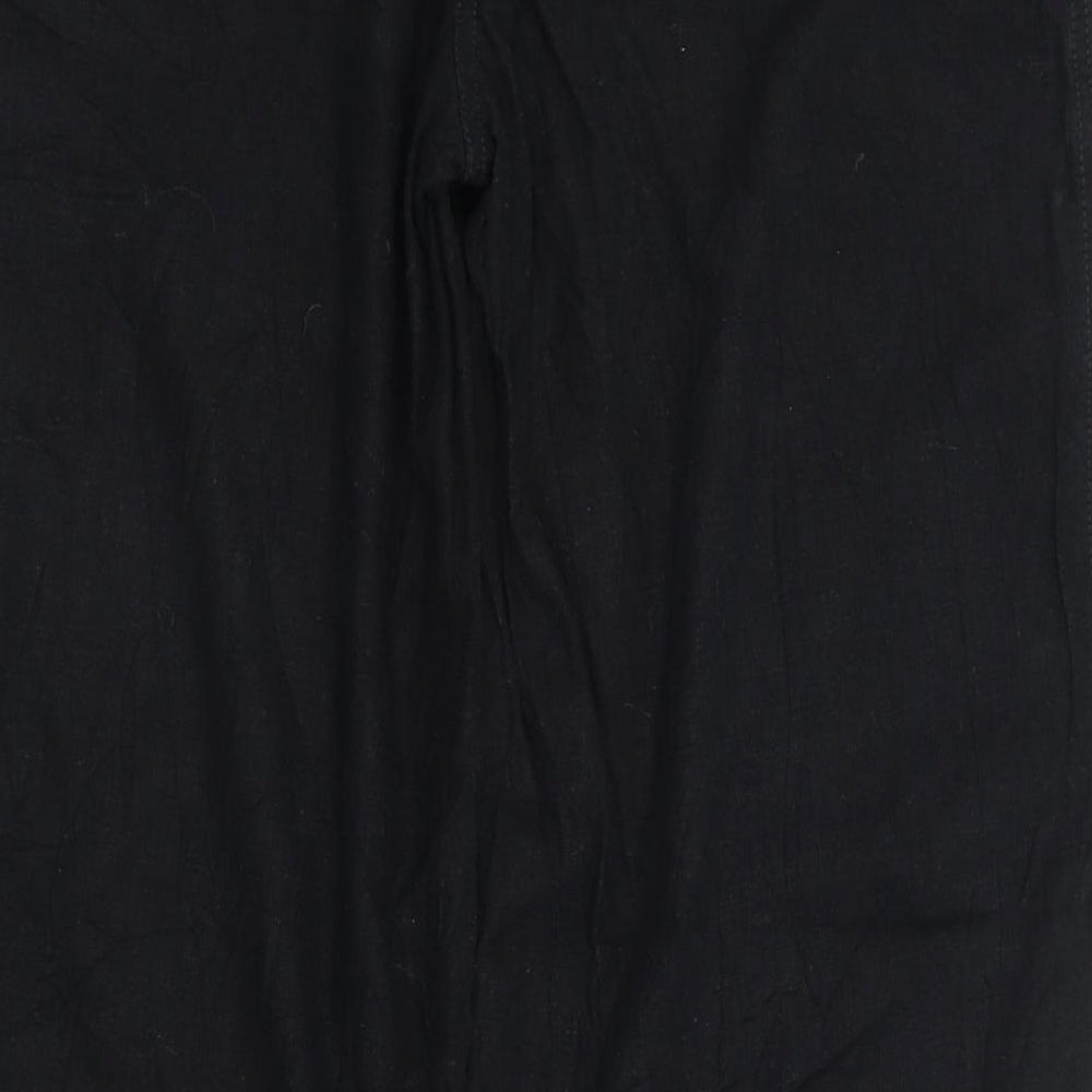 NEXT Womens Black  Linen Trousers  Size 14 L28 in Regular Zip - Tie front