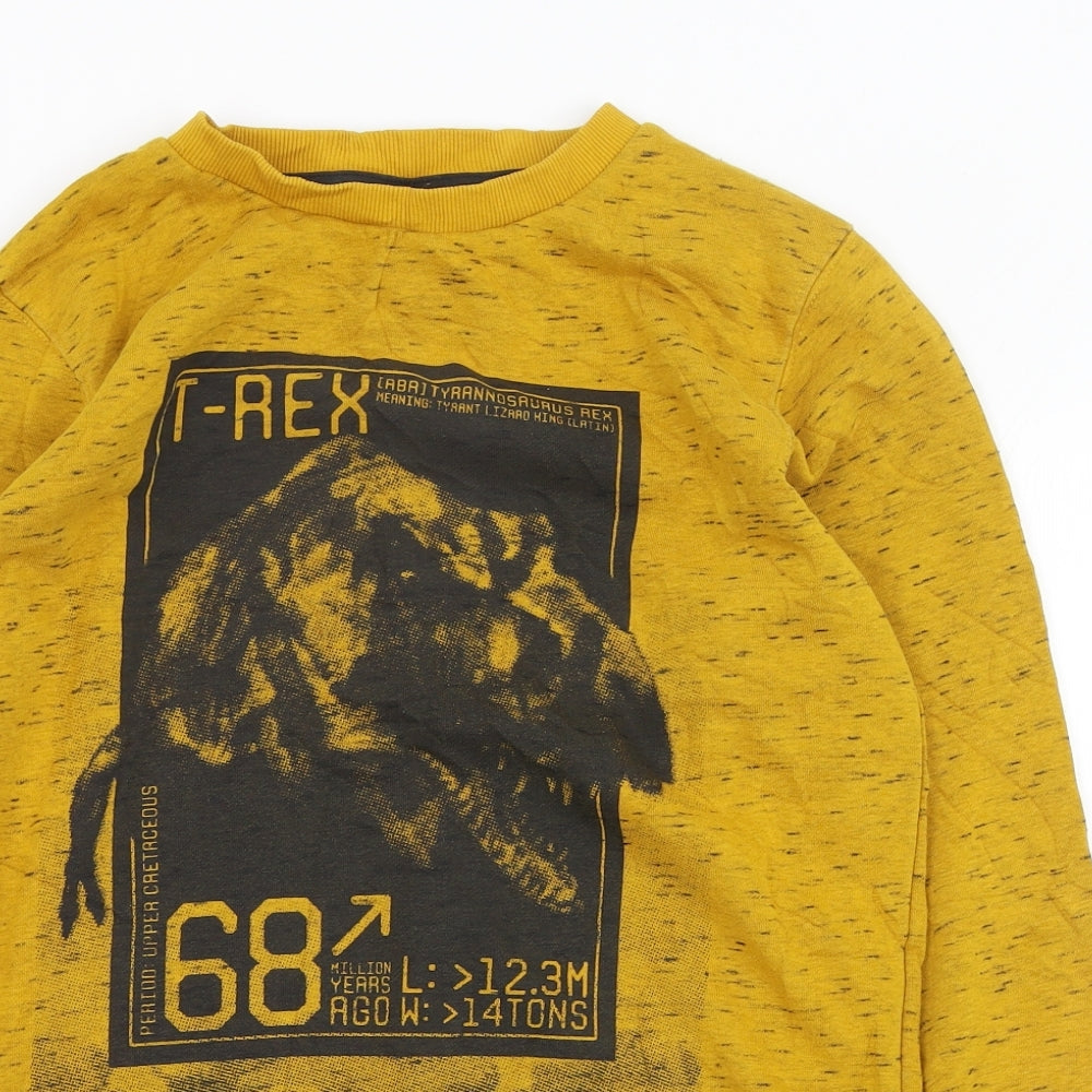 TU Boys Yellow  Cotton Pullover Sweatshirt Size 14 Years  Pullover - Dinosaur