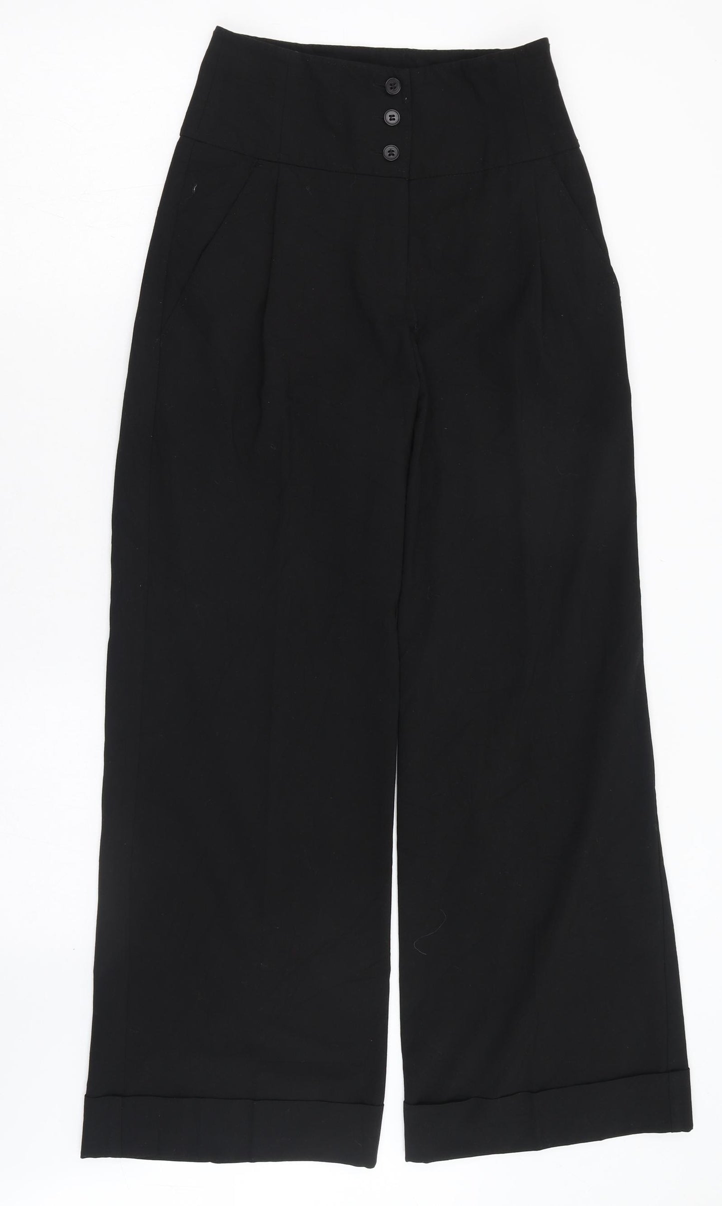 Oasis Womens Black  Polyester Trousers  Size 8 L28 in Regular Zip