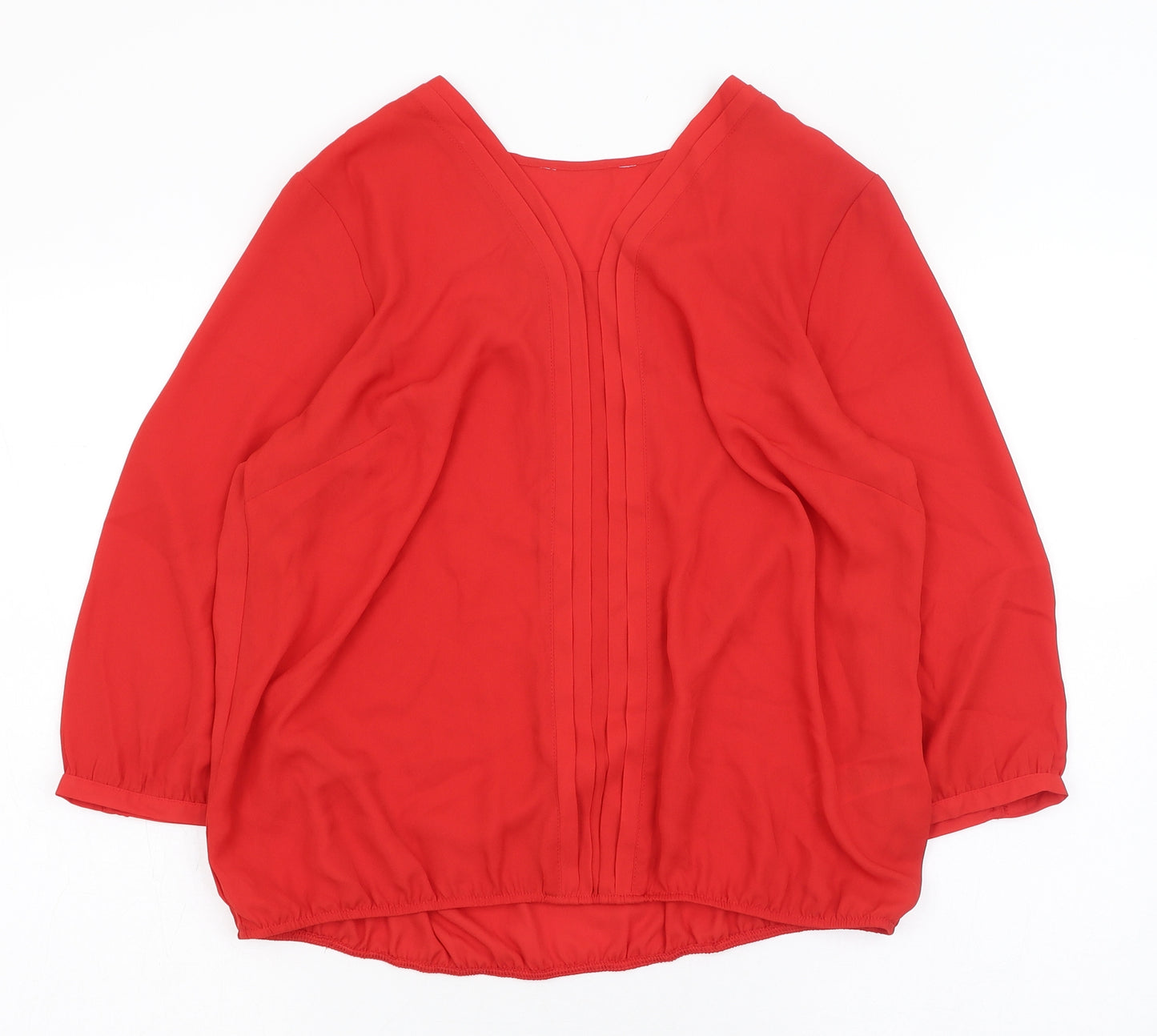 Debenhams Womens Red  Polyester Tunic Blouse Size 16 V-Neck