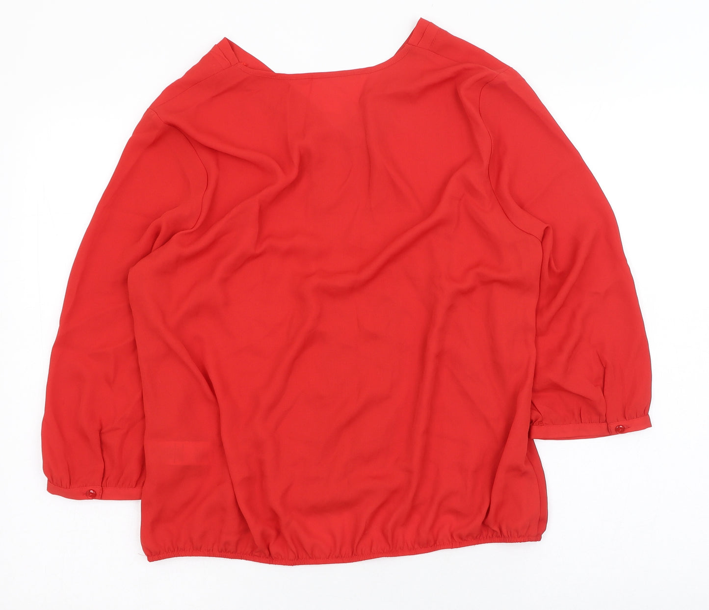 Debenhams Womens Red  Polyester Tunic Blouse Size 16 V-Neck