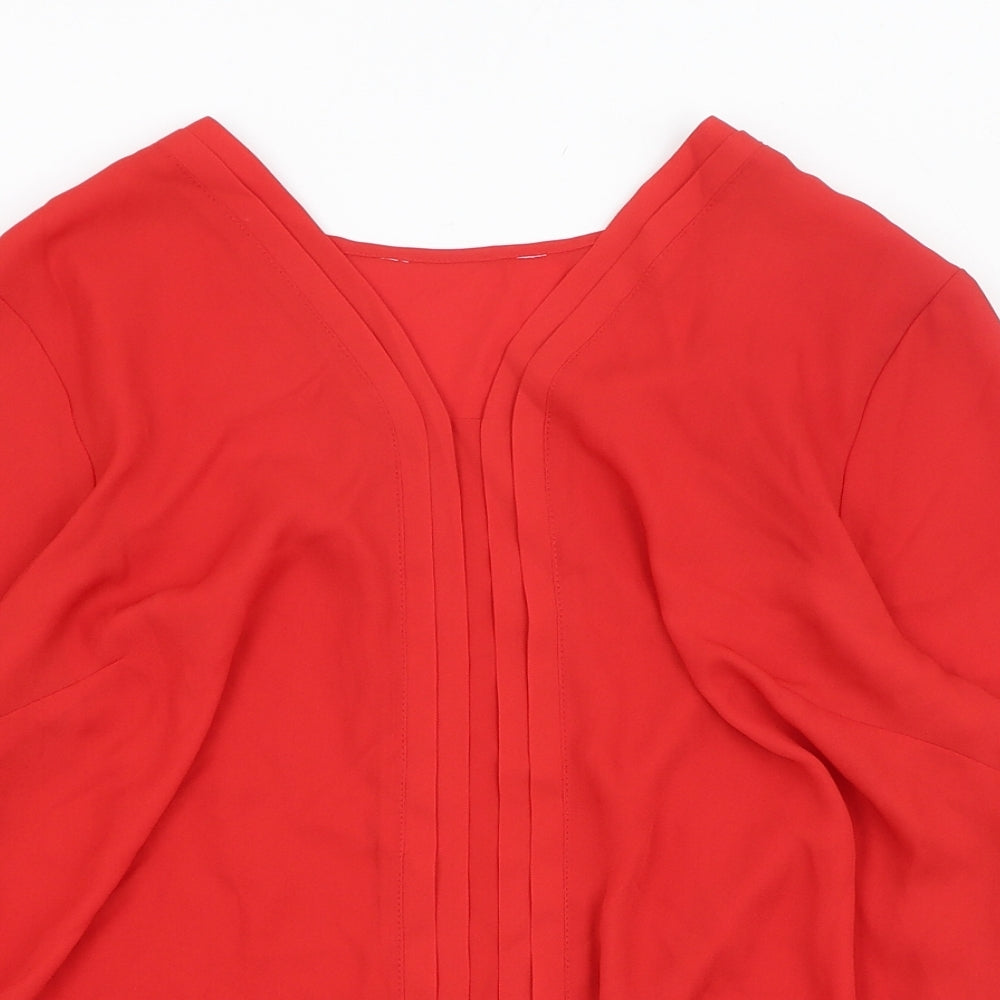 Debenhams Womens Red  Polyester Tunic Blouse Size 16 V-Neck