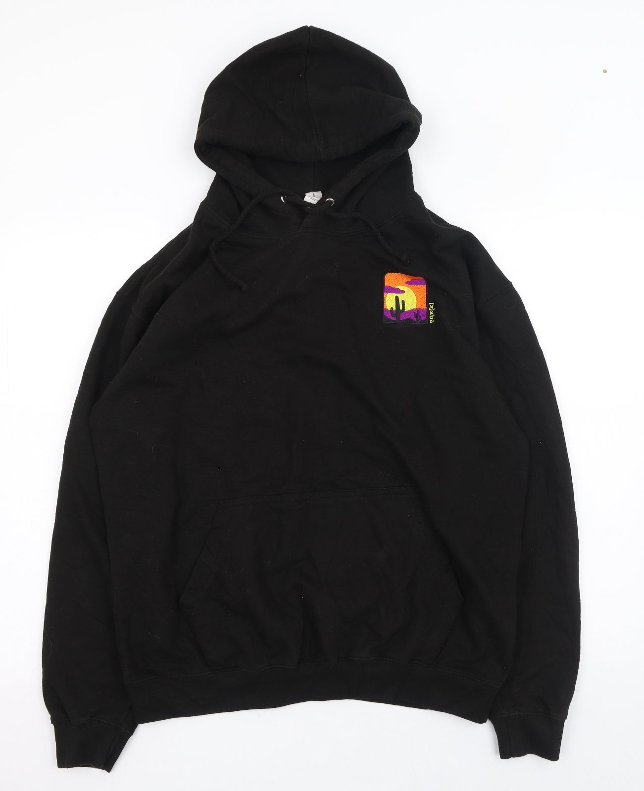 Just Hoods Mens Black  Cotton Pullover Hoodie Size L