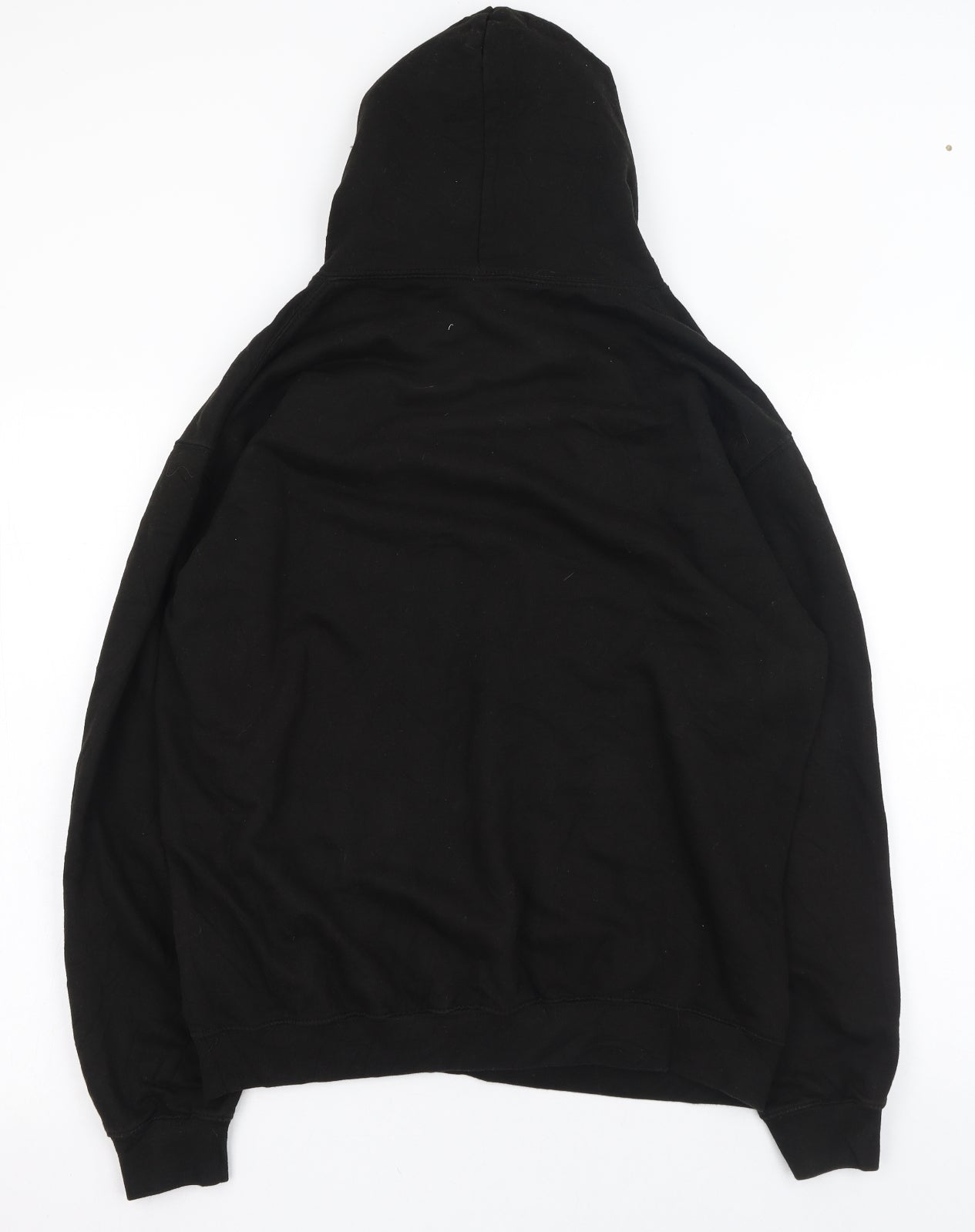 Just Hoods Mens Black  Cotton Pullover Hoodie Size L
