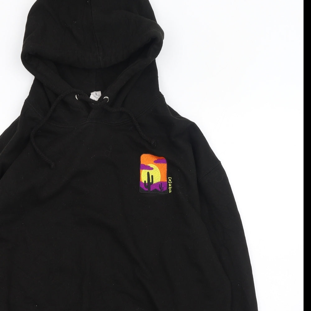 Just Hoods Mens Black  Cotton Pullover Hoodie Size L