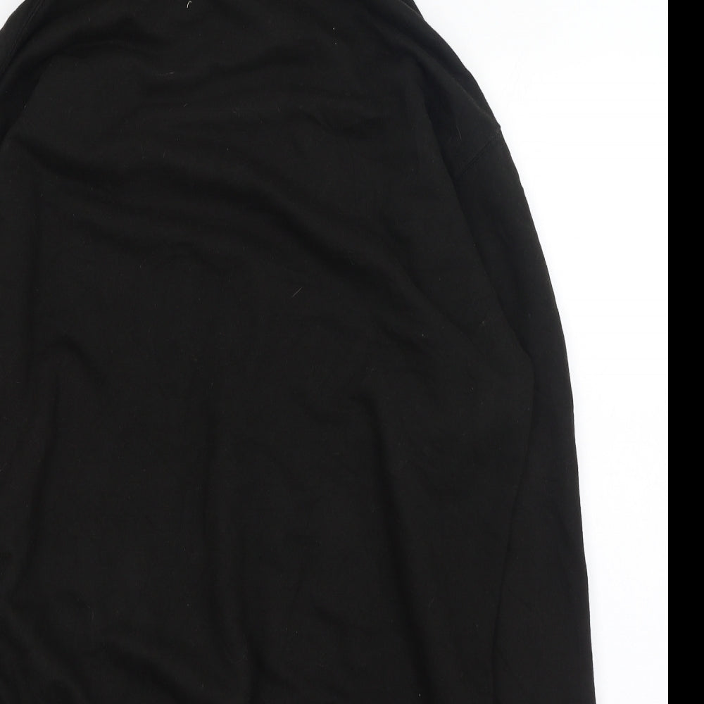 Just Hoods Mens Black  Cotton Pullover Hoodie Size L