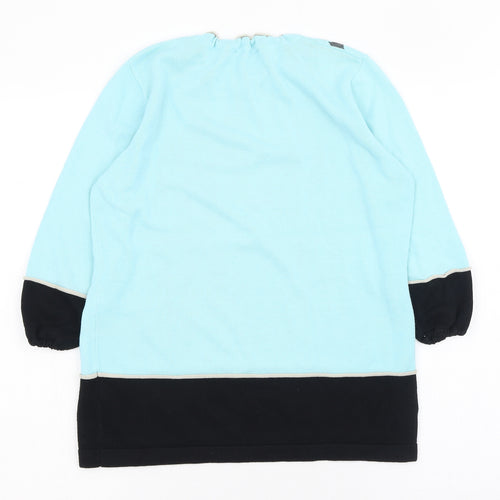 Christa Probst Womens Blue Round Neck  Acrylic Pullover Jumper Size 14