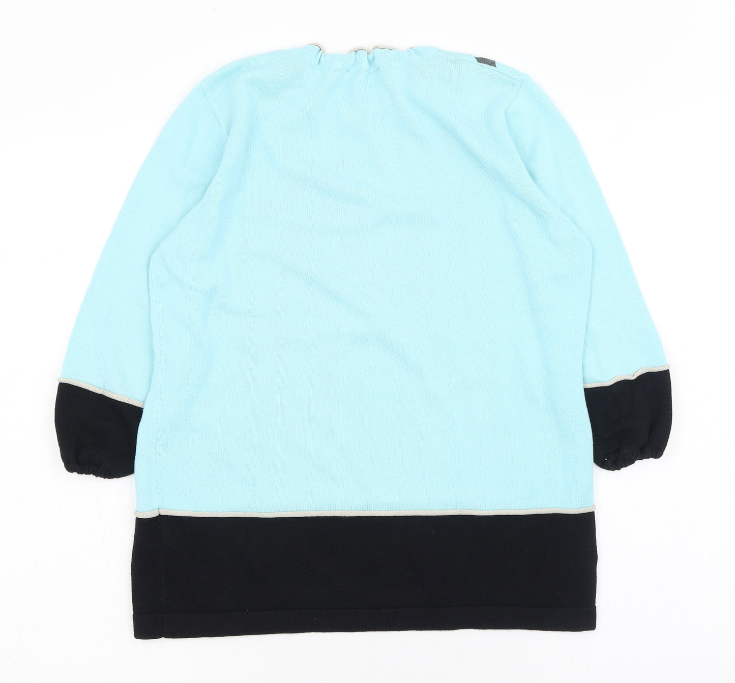 Christa Probst Womens Blue Round Neck  Acrylic Pullover Jumper Size 14