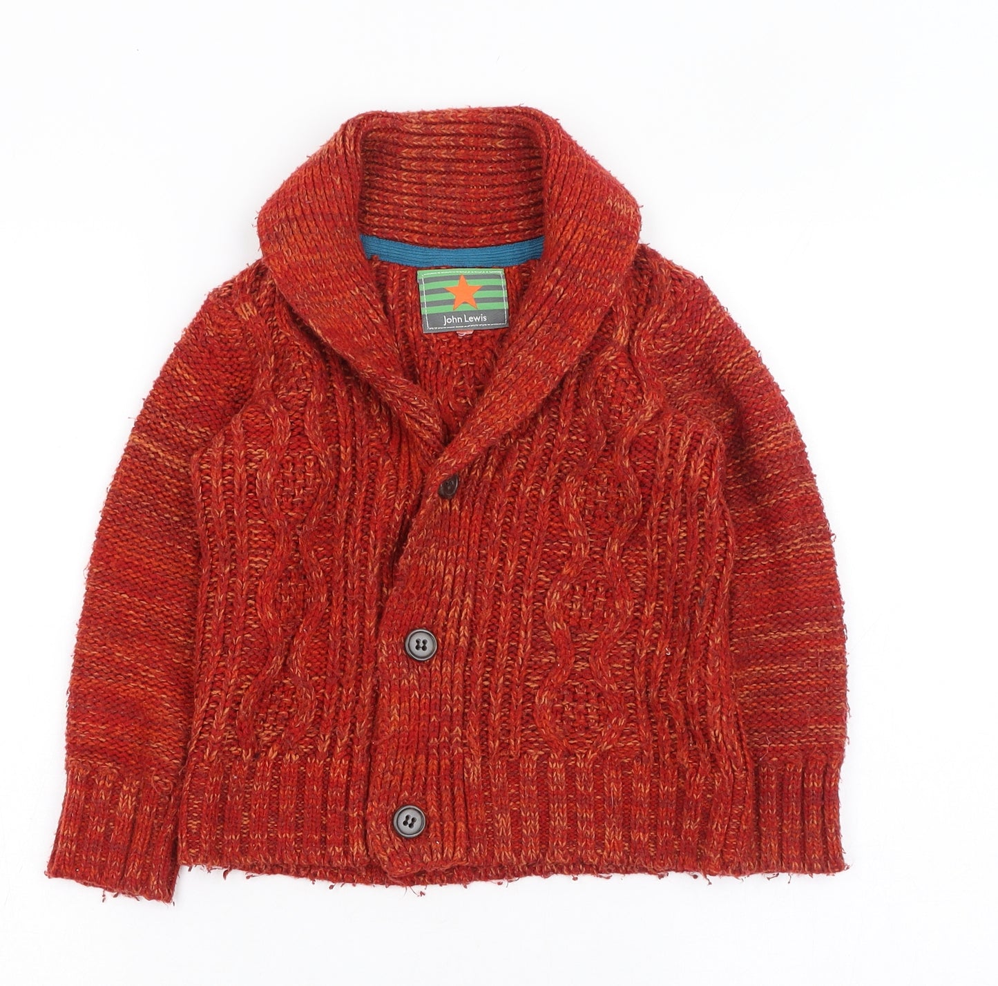 John Lewis Boys Red V-Neck  Acrylic Cardigan Jumper Size 5 Years  Button