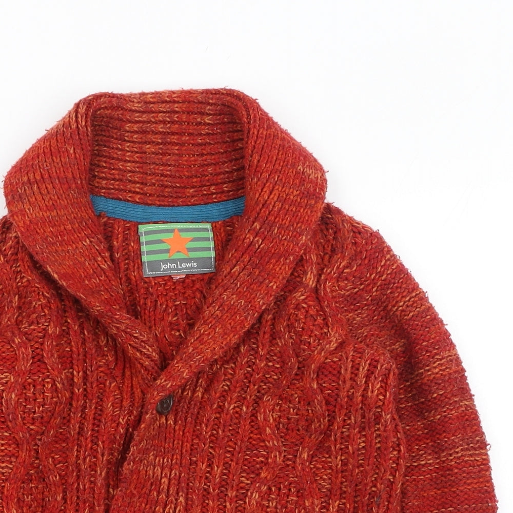 John Lewis Boys Red V-Neck  Acrylic Cardigan Jumper Size 5 Years  Button