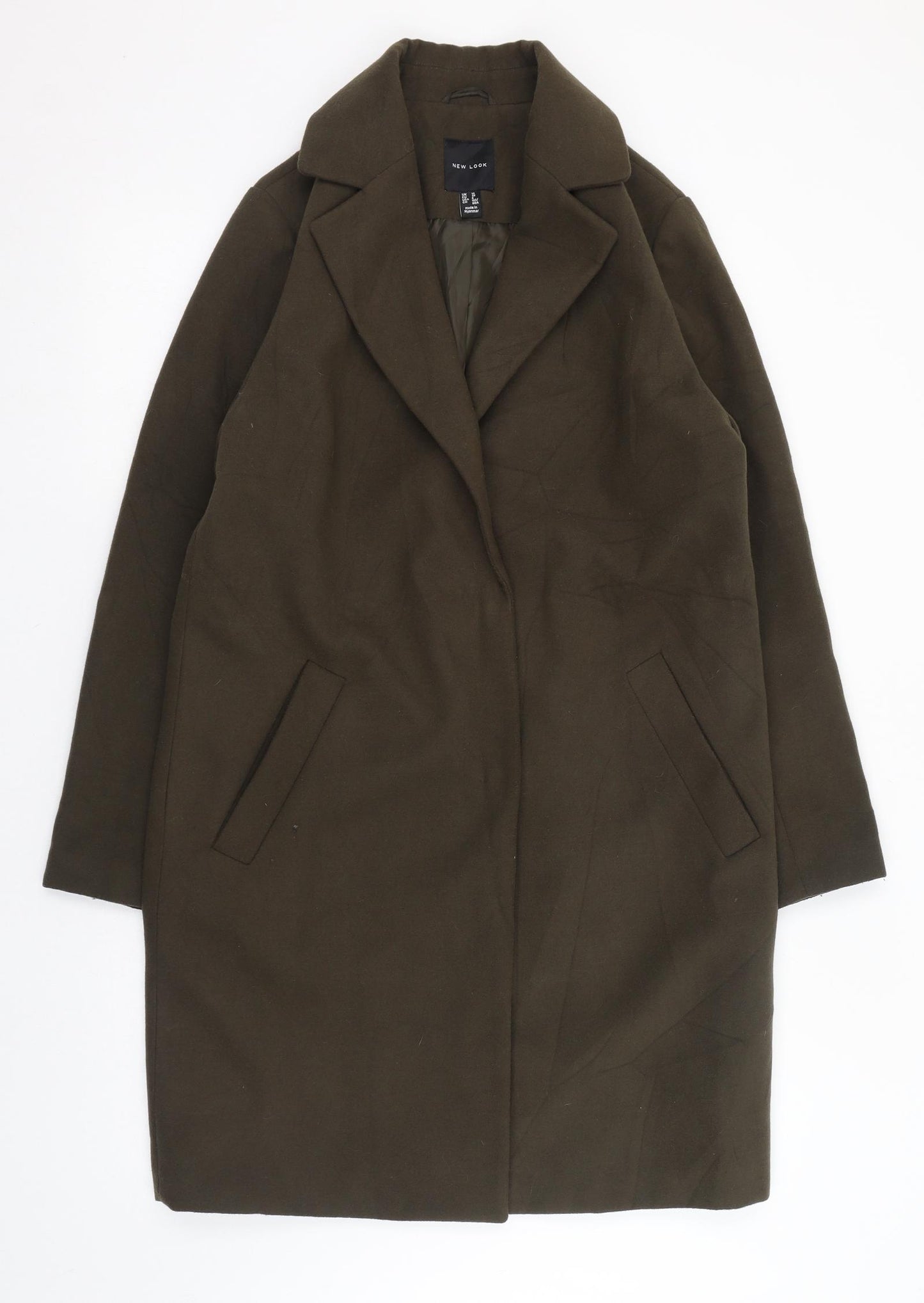 New Look Womens Green   Overcoat Jacket Size 10  Button