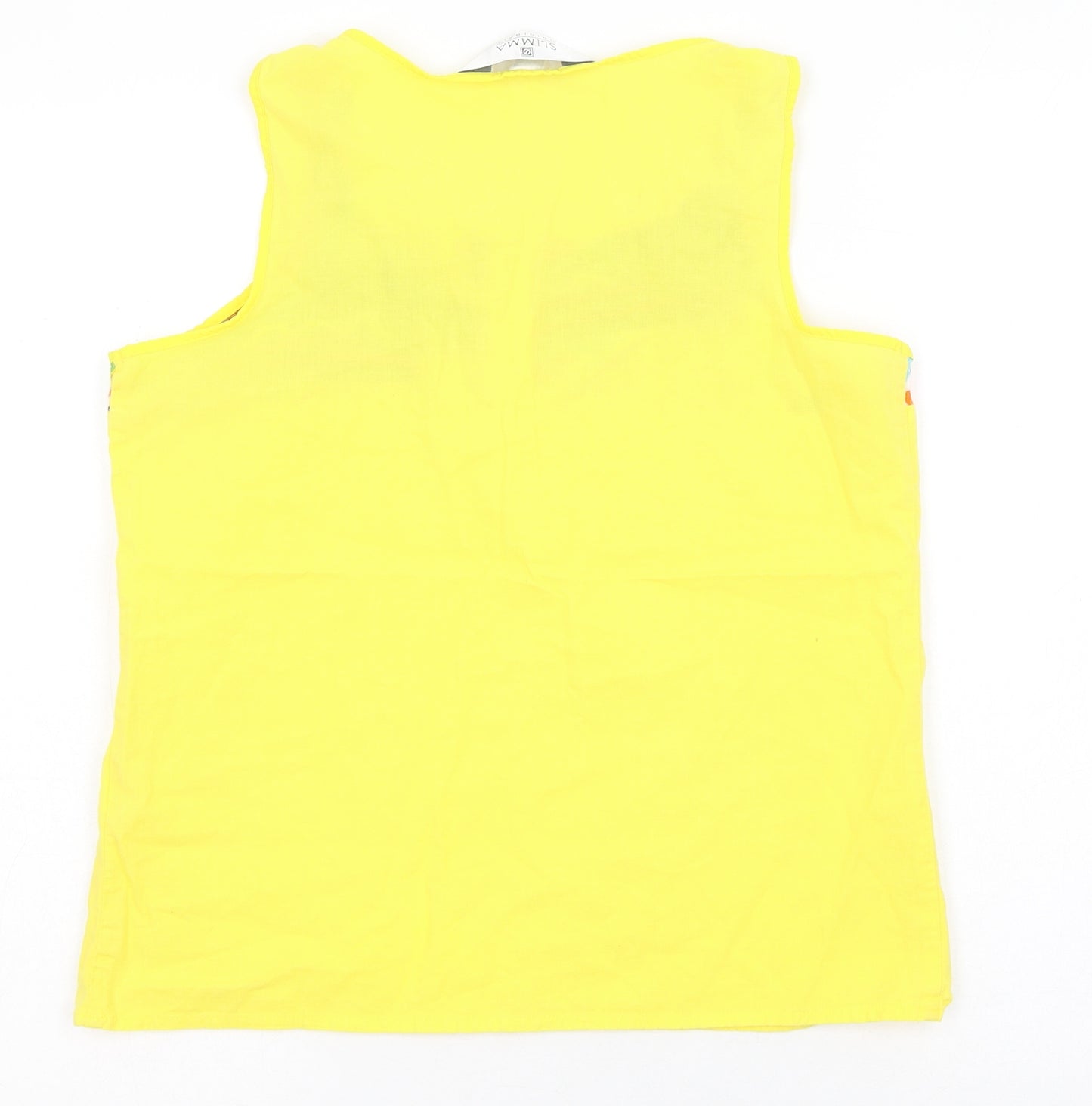 Slimma Womens Yellow Geometric Viscose Basic Tank Size 10 Square Neck