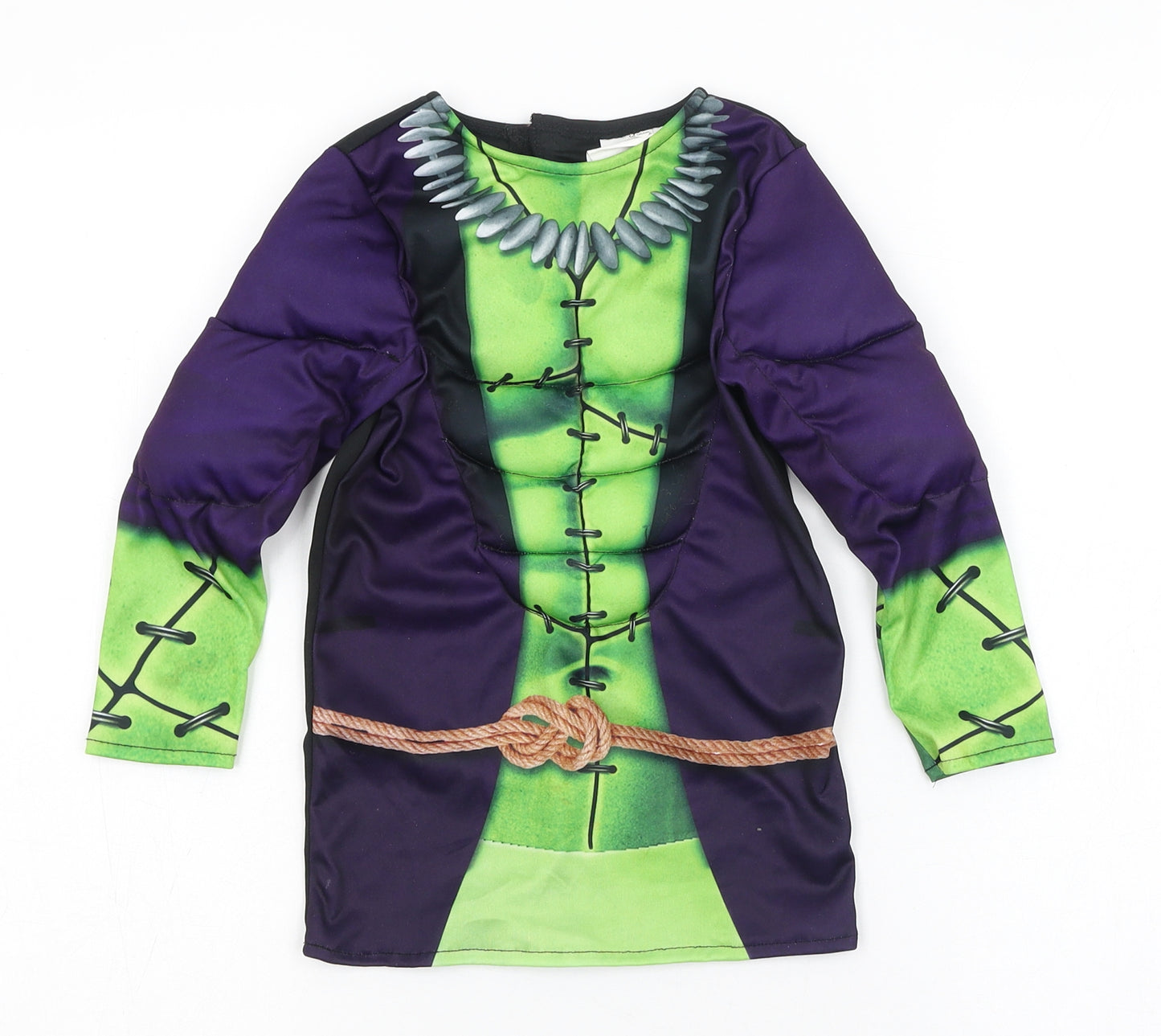 B&M Boys Green  Polyester Basic T-Shirt Size 3-4 Years Round Neck Hook & Loop - Halloween, Monster