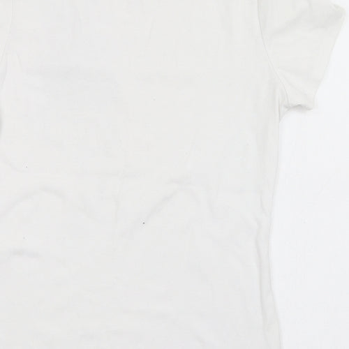 Yu & Me Womens White  Cotton Basic T-Shirt Size 12 Round Neck
