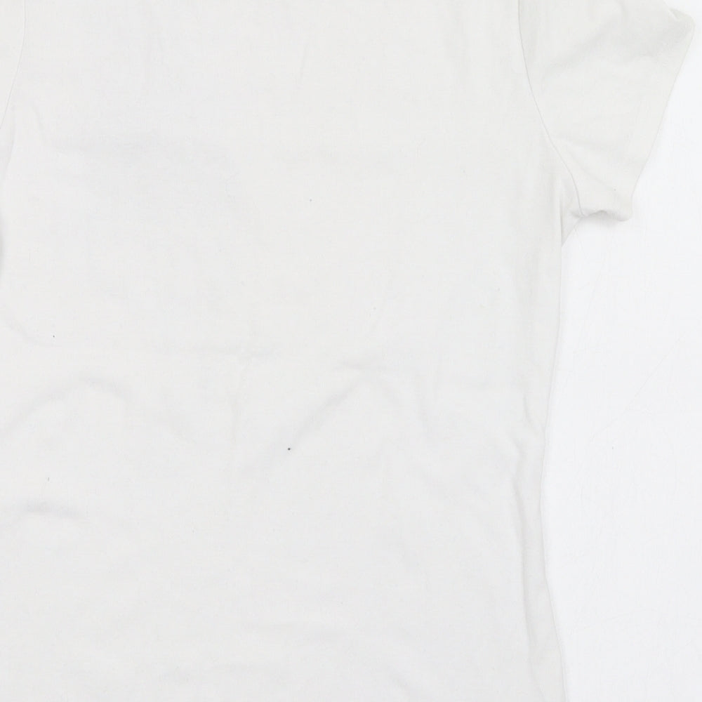 Yu & Me Womens White  Cotton Basic T-Shirt Size 12 Round Neck