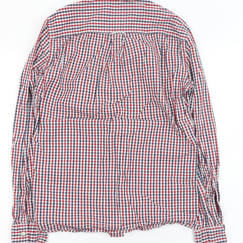 NEXT Mens Red Check Cotton  Dress Shirt Size S Collared Button