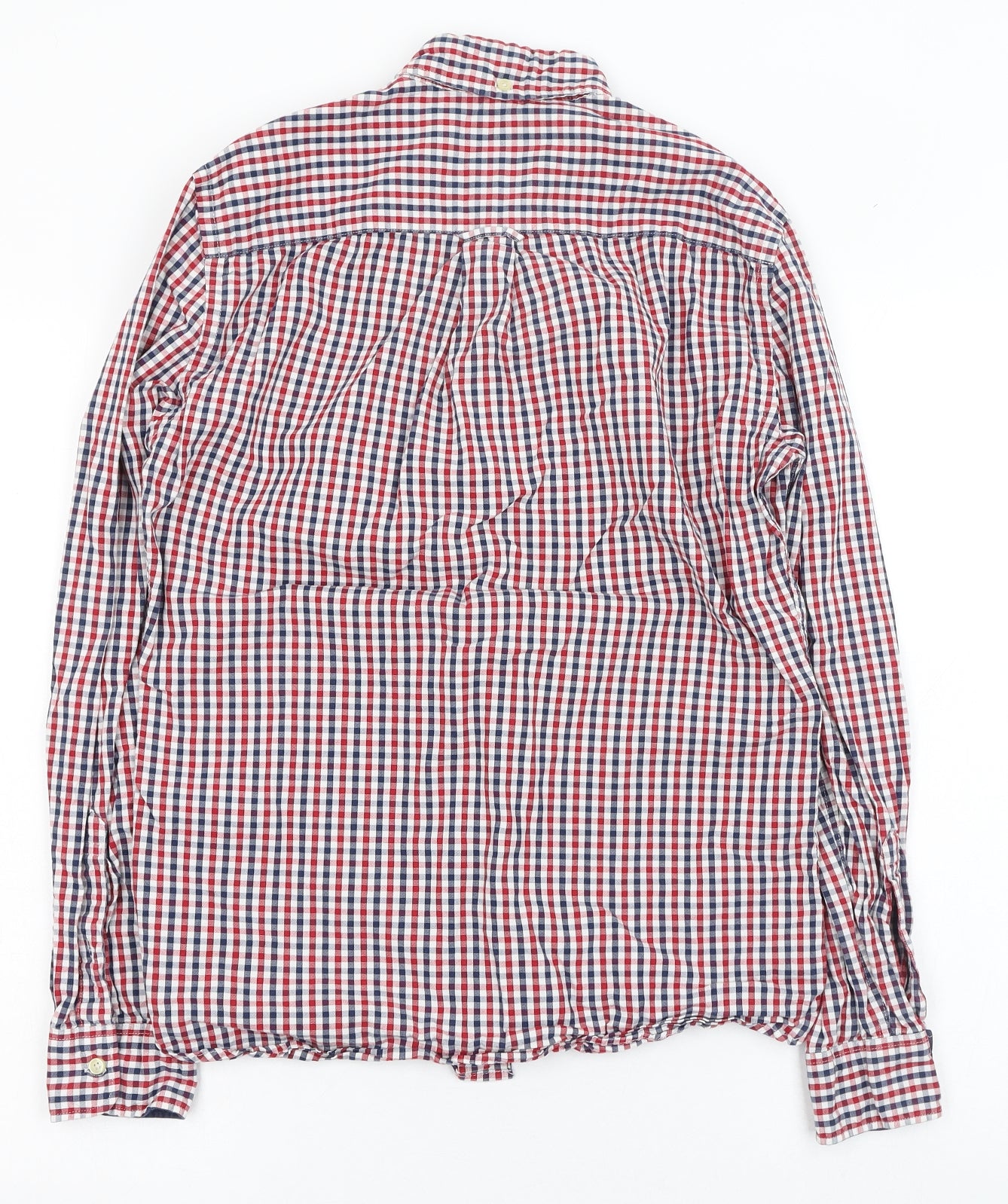 NEXT Mens Red Check Cotton  Dress Shirt Size S Collared Button