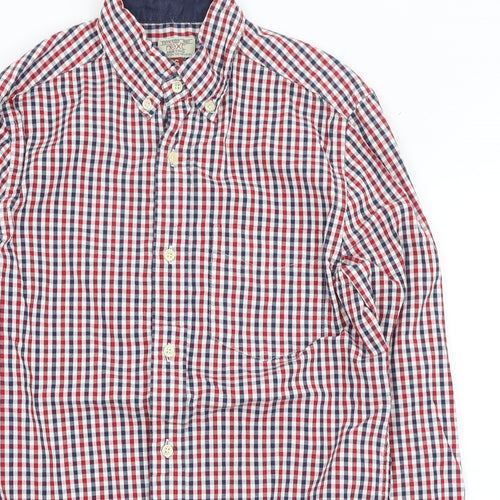 NEXT Mens Red Check Cotton  Dress Shirt Size S Collared Button