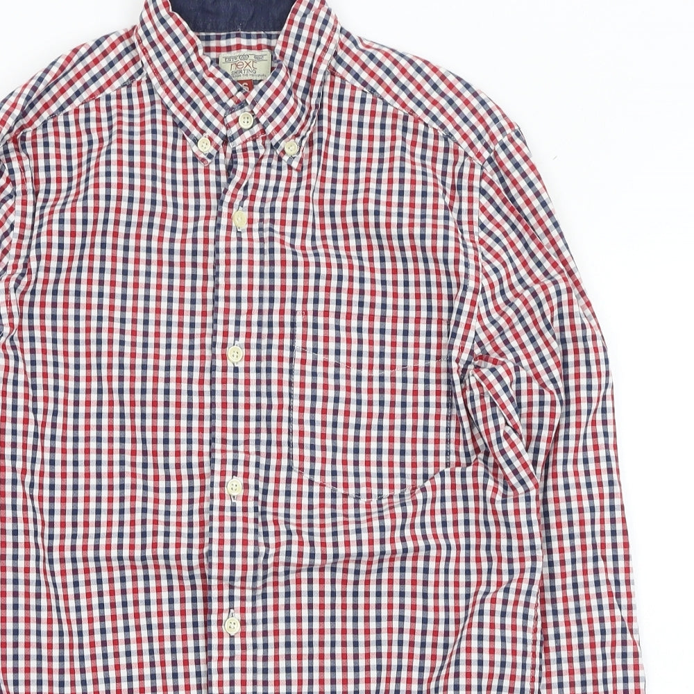NEXT Mens Red Check Cotton  Dress Shirt Size S Collared Button