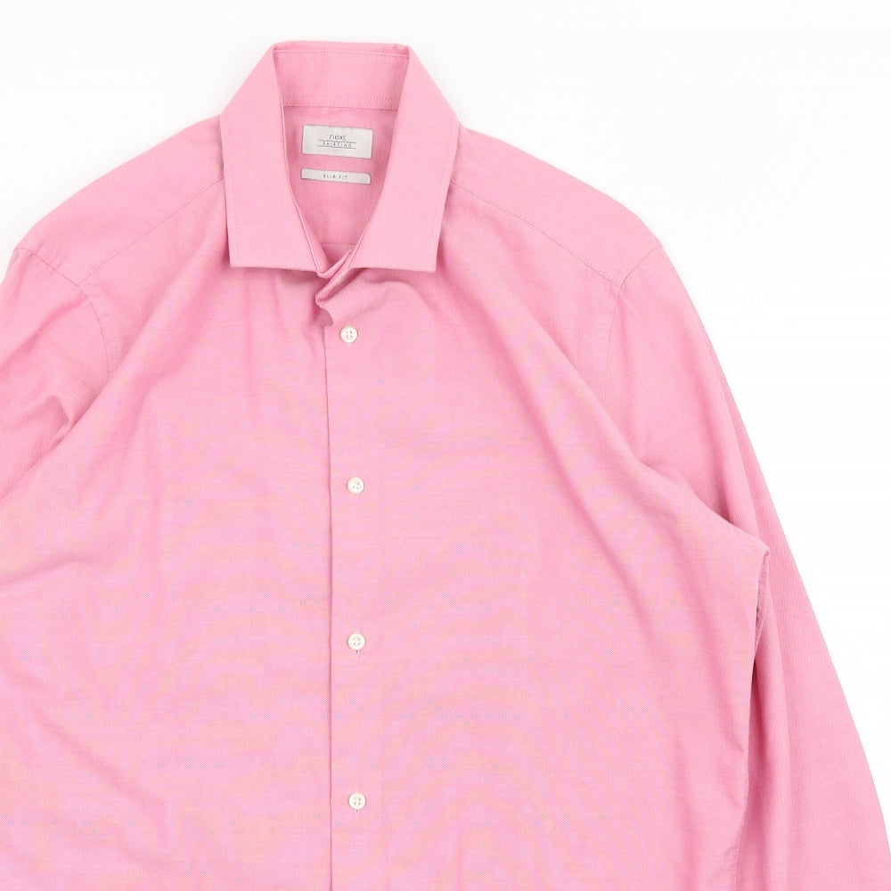 NEXT Mens Pink  Polyester  Dress Shirt Size 16 Collared Button