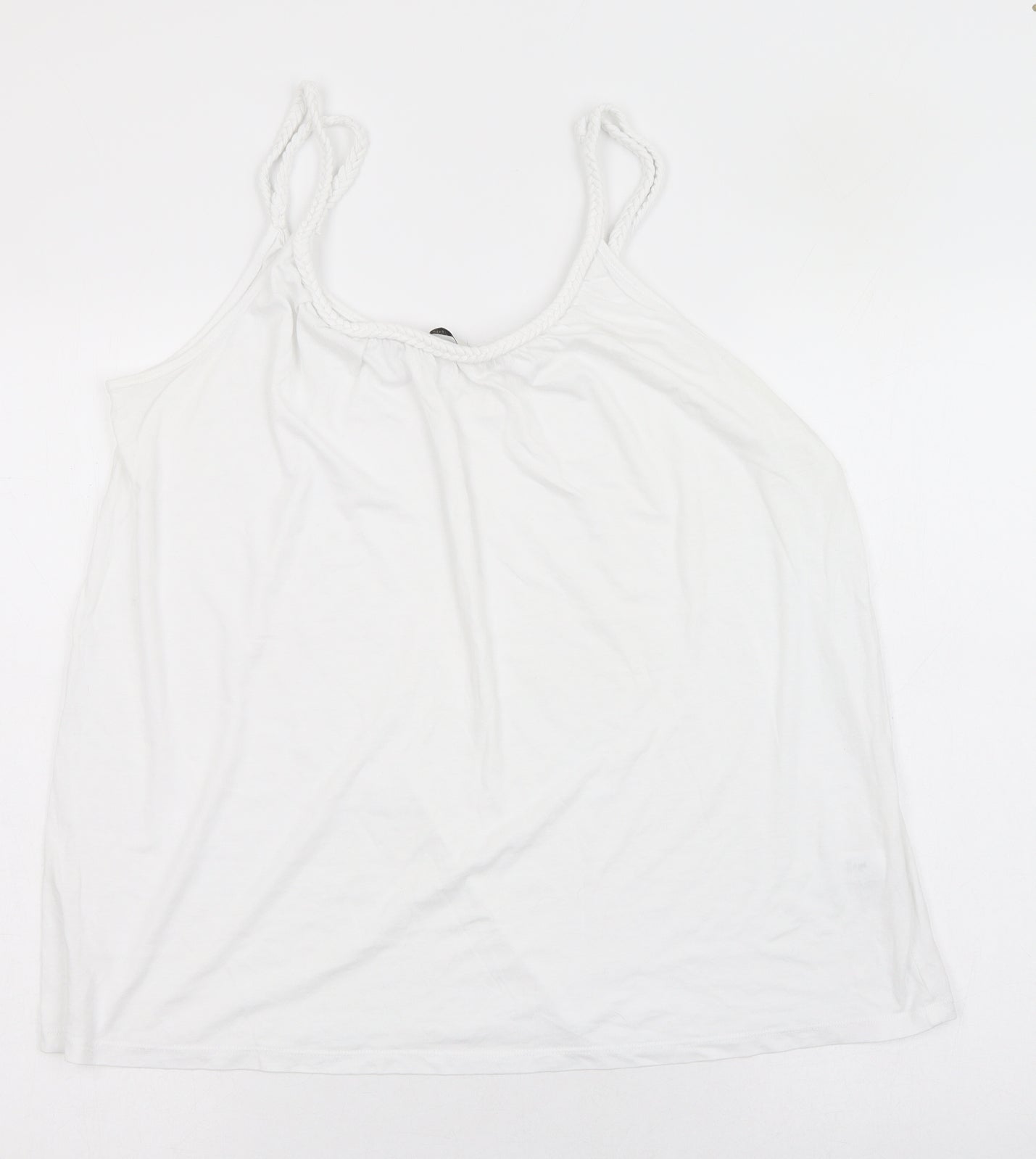 TU Womens White  Cotton Basic Tank Size 16 Round Neck