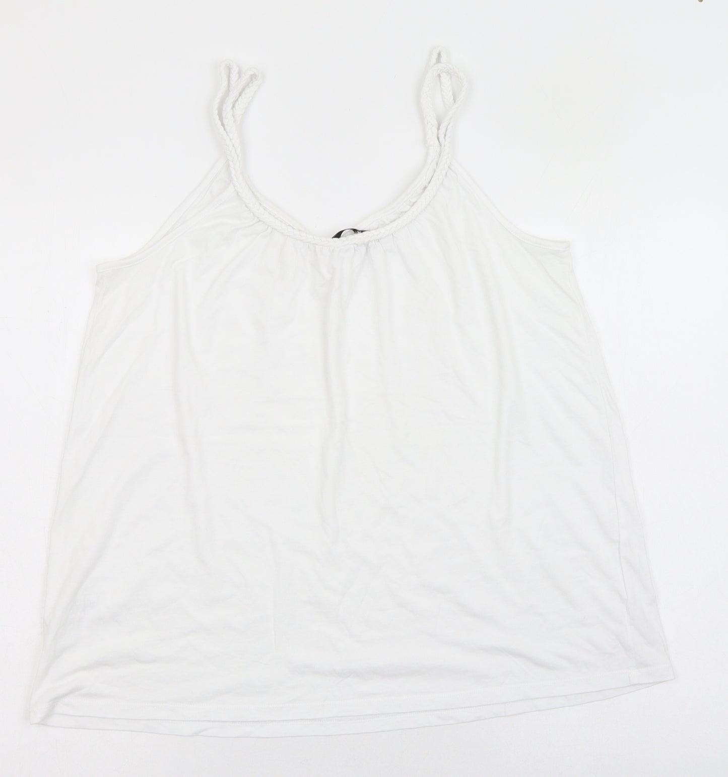 TU Womens White  Cotton Basic Tank Size 16 Round Neck