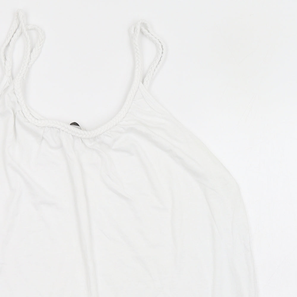 TU Womens White  Cotton Basic Tank Size 16 Round Neck