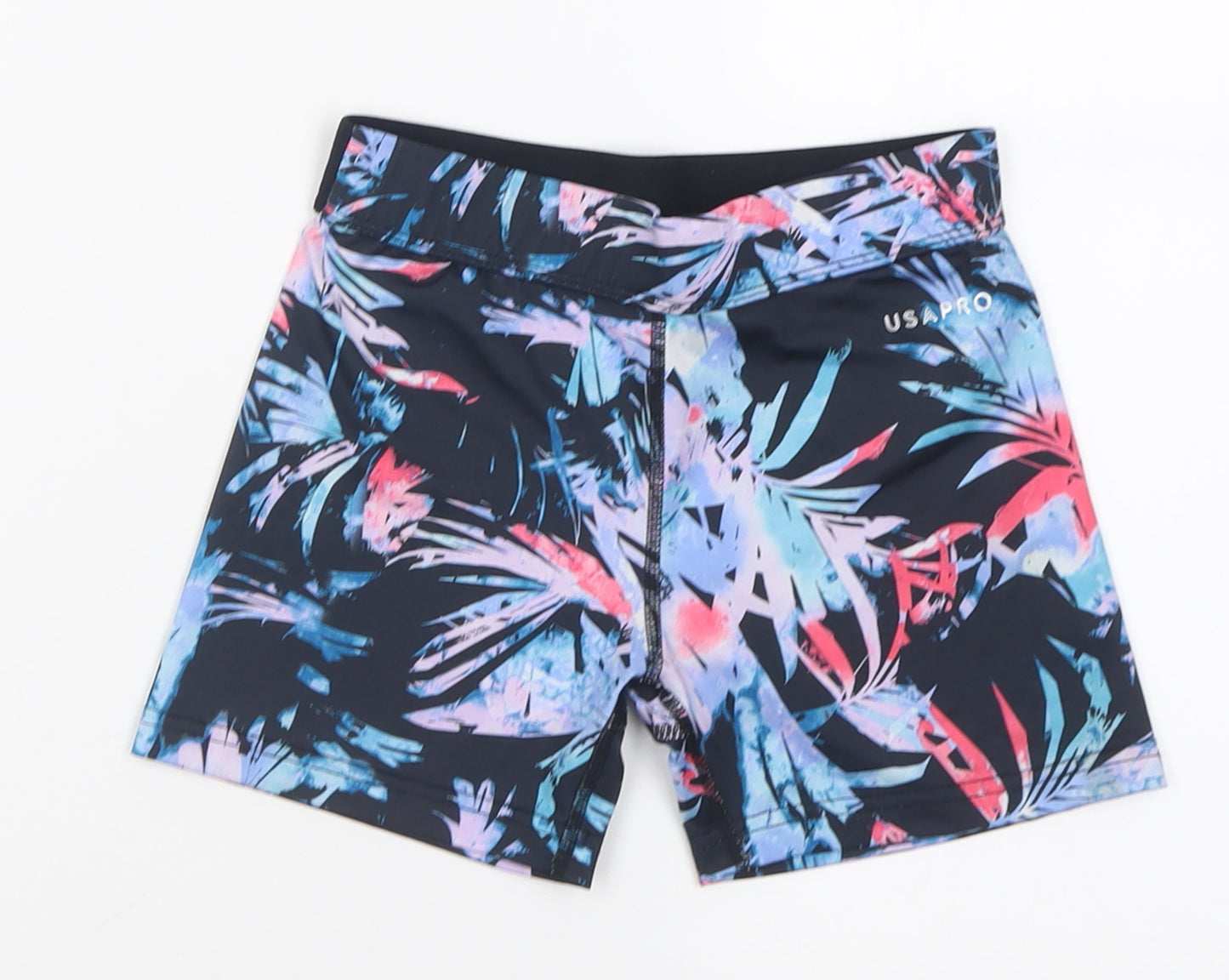 USA Pro Girls Multicoloured Geometric Polyester Biker Shorts Size 9-10 Years  Regular